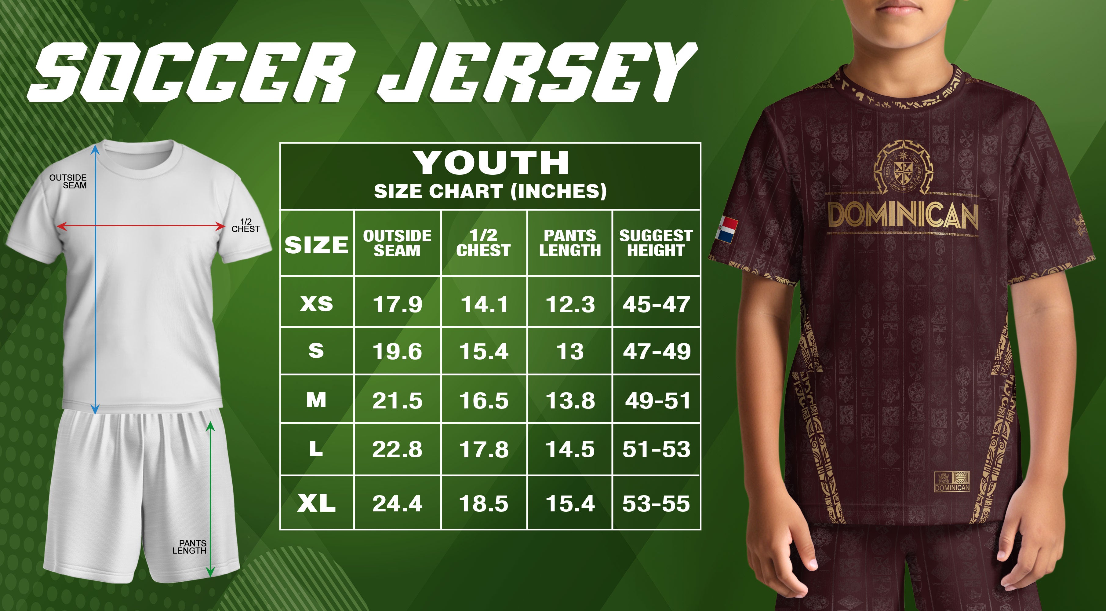 Dominican Republic Kids Youth Orgullo Dominicano Maroon Gold Patchwork Soccer Jersey