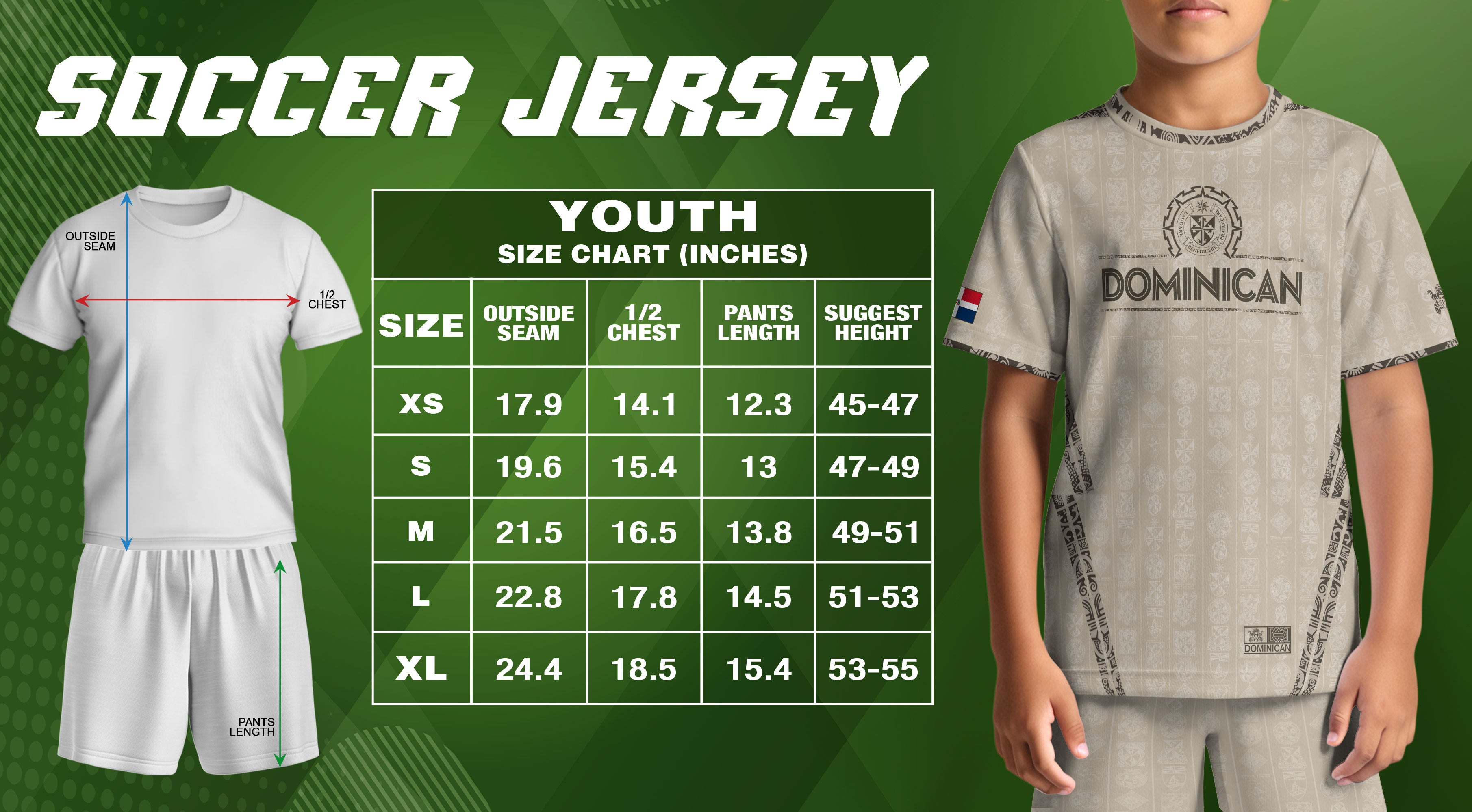 Dominican Republic Kids Youth Orgullo Dominicano Beige Tan Patchwork Soccer Jersey