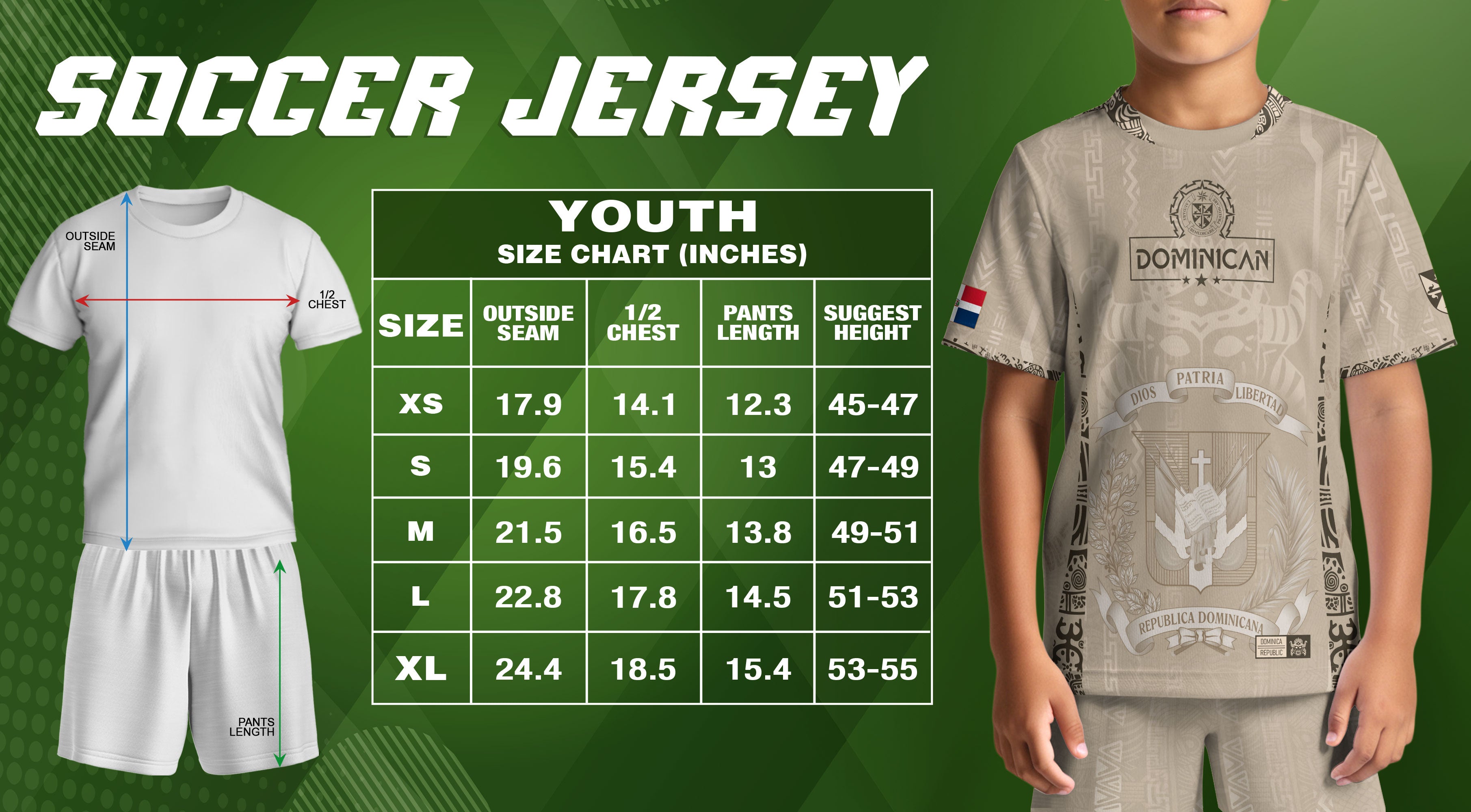 Dominican Republic Kids Youth Orgullo Dominicano Beige Tan Mask Soccer Jersey