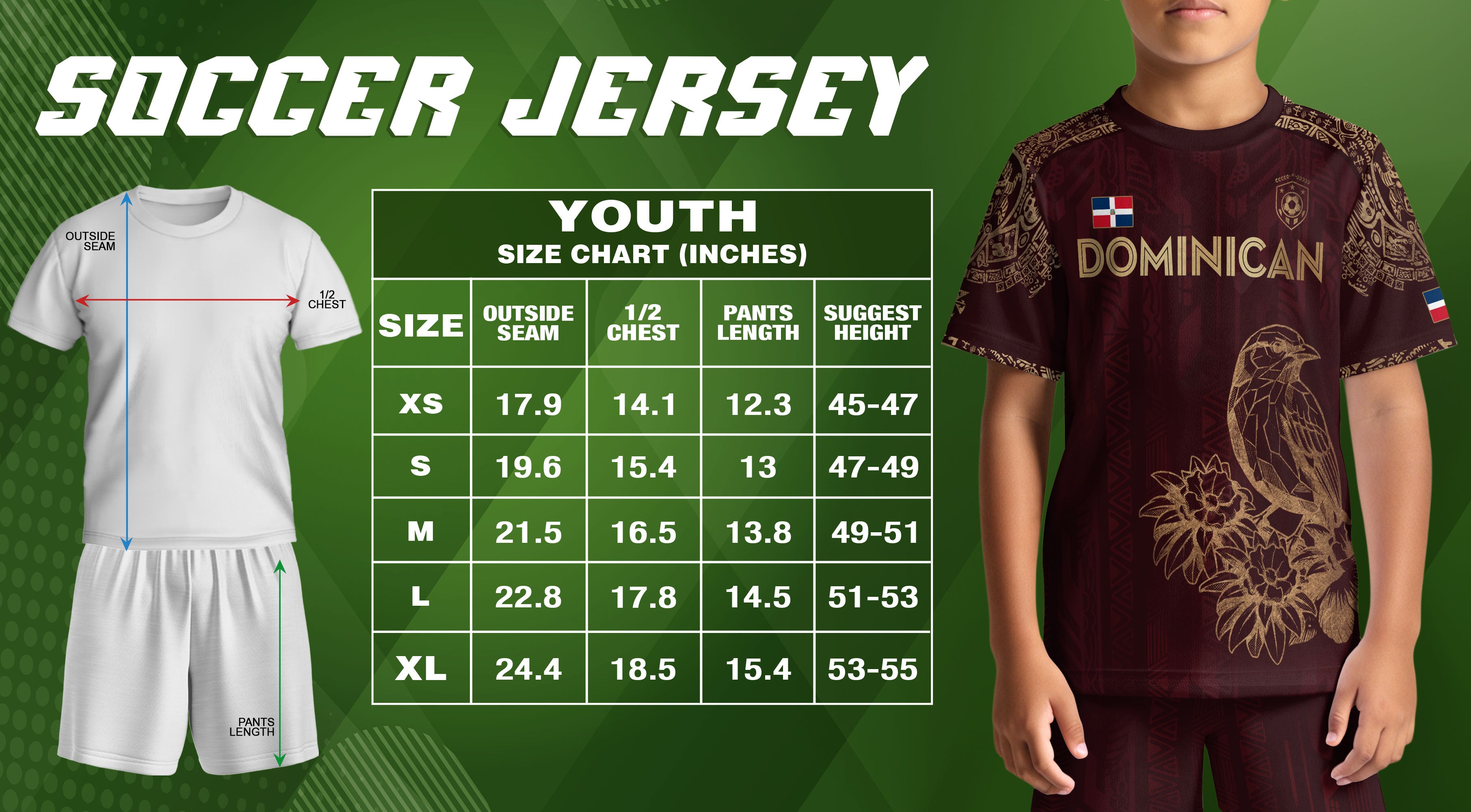 Dominican Republic Kids Youth Orgullo Dominicano Maroon Gold Cigua Palmera Soccer Jersey