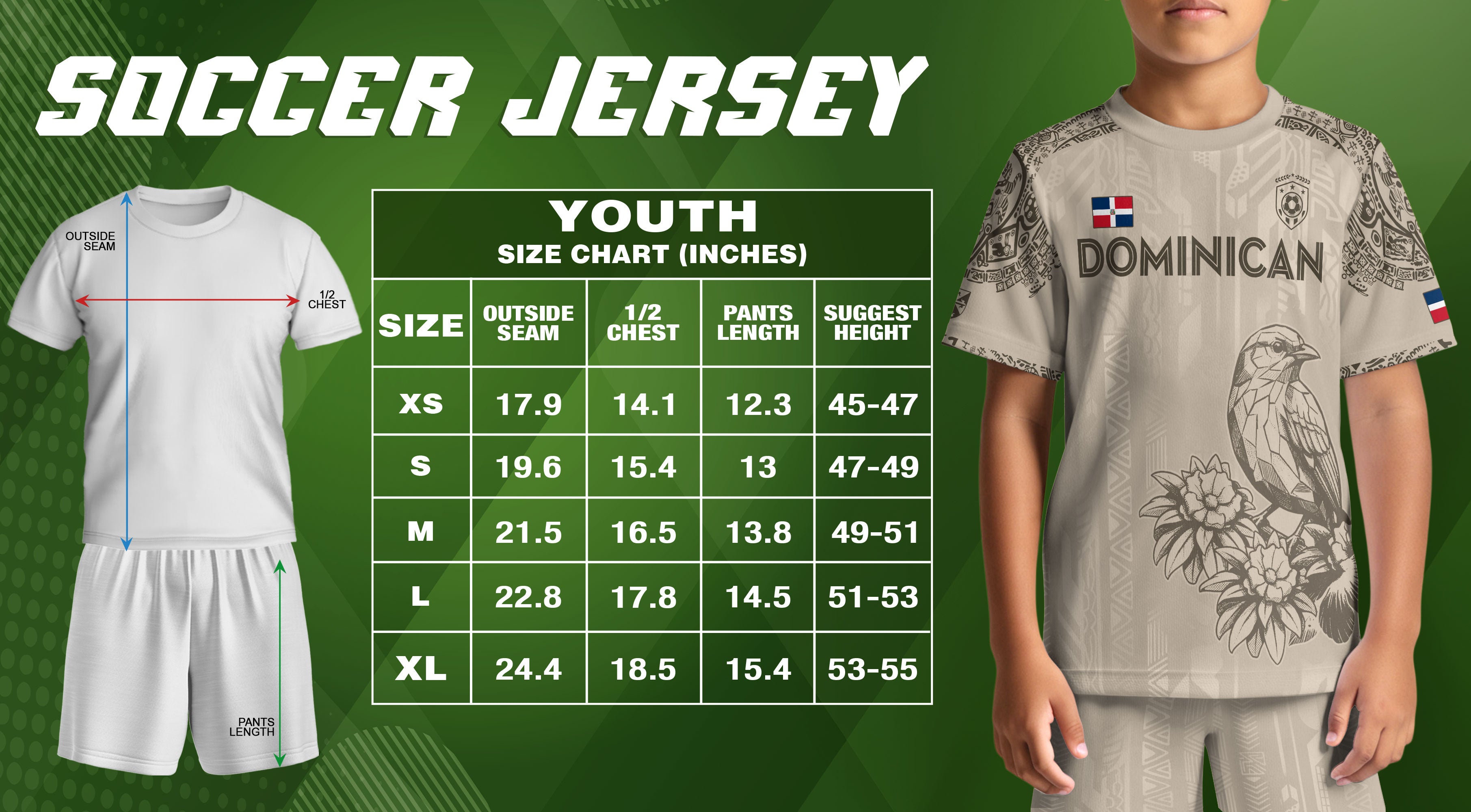 Dominican Republic Kids Youth Orgullo Dominicano Beige Tan Cigua Palmera Soccer Jersey