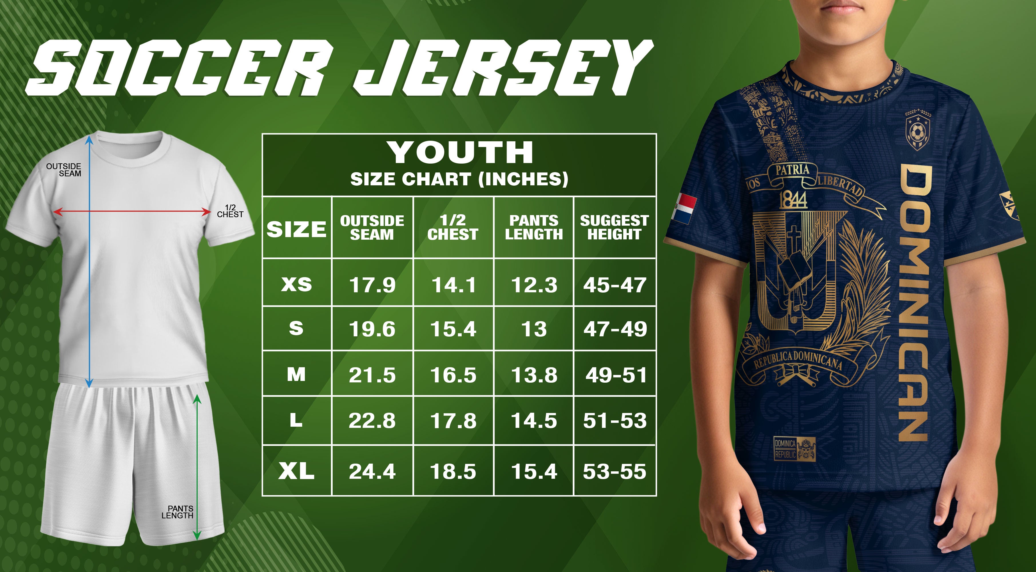Dominican Republic Kids Soccer Jersey Navy Gold Cultural Pride