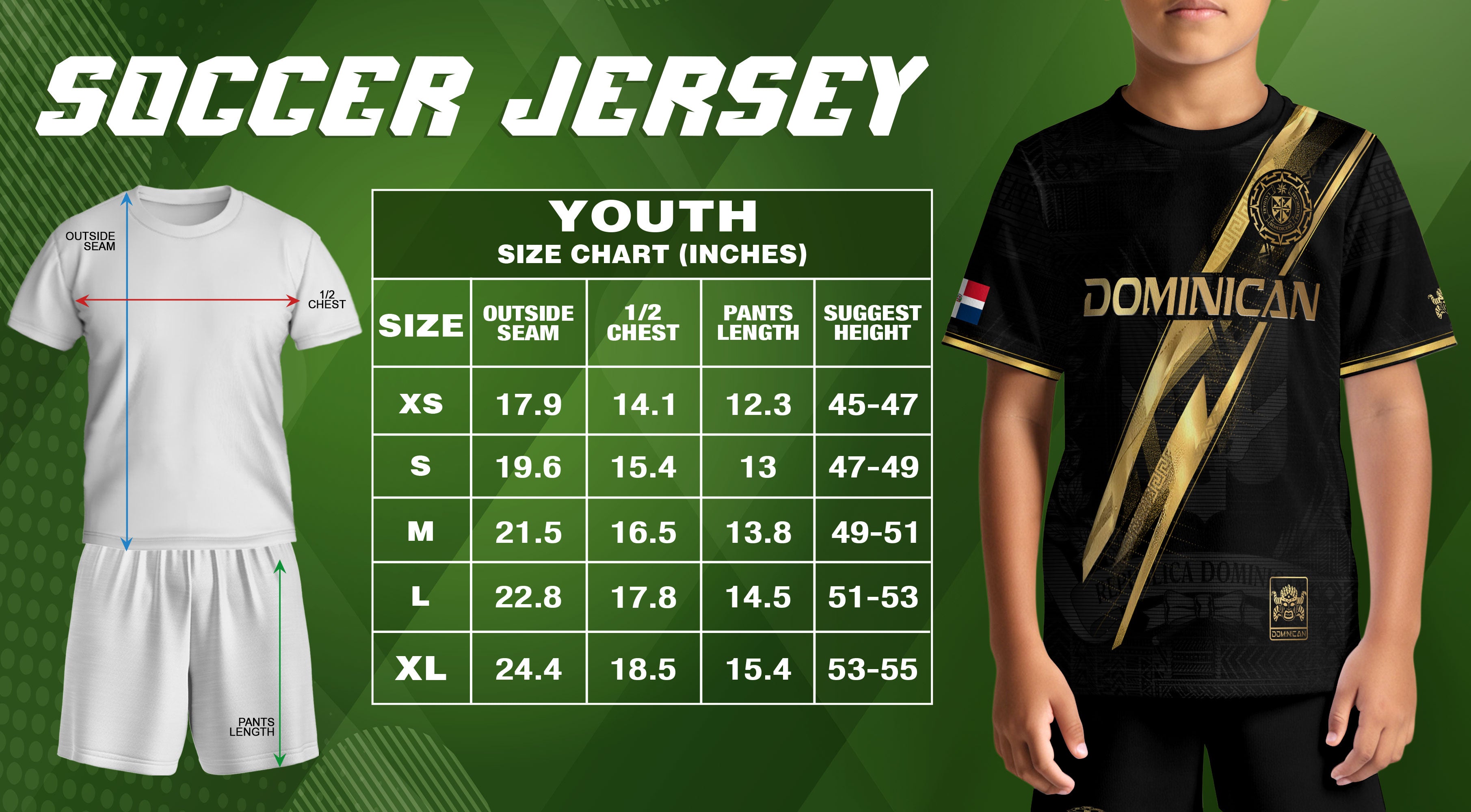 Dominican Cultural Youth Soccer Jersey Black Heritage Style