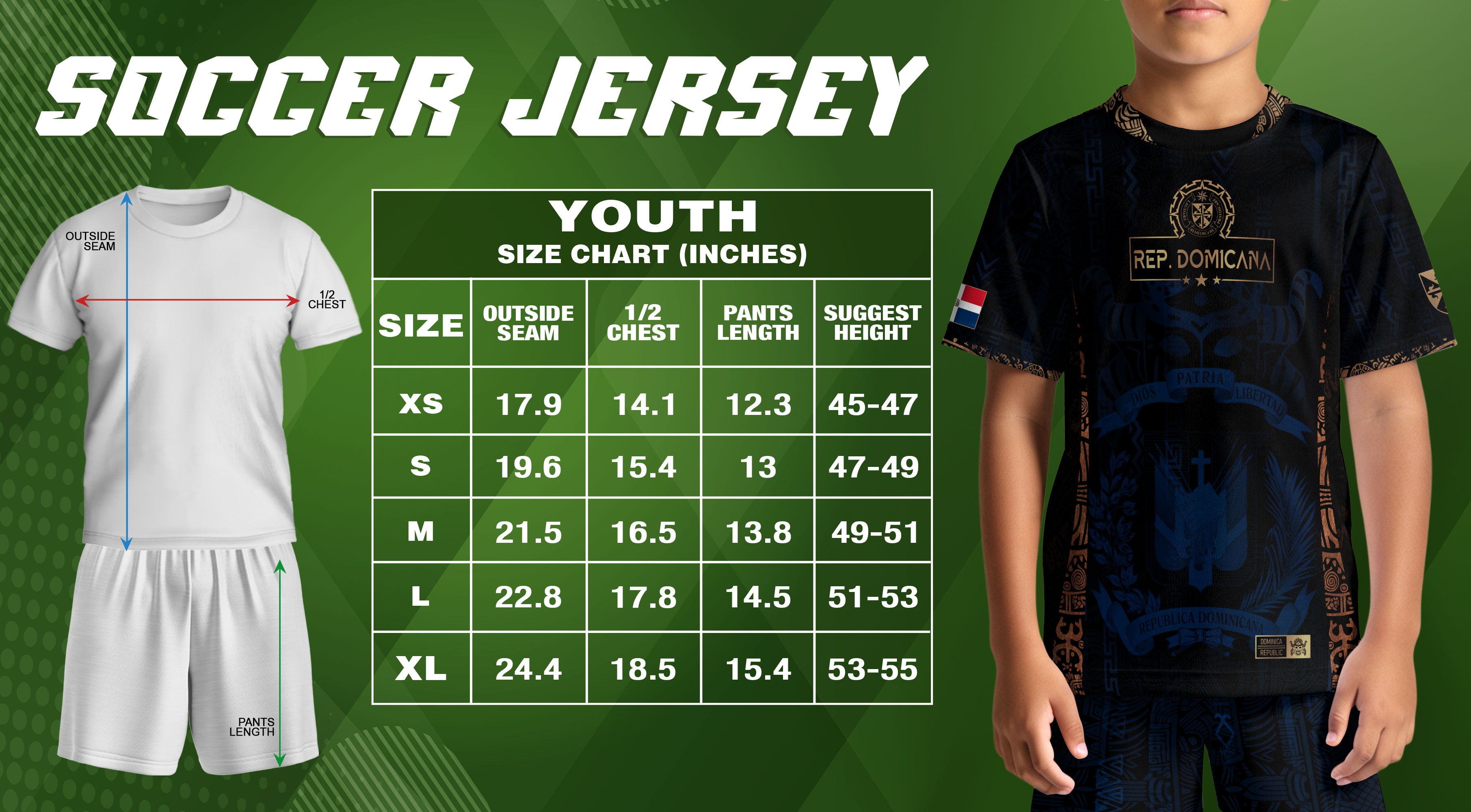 Dominican Kids Soccer Jersey Navy Pride Collection