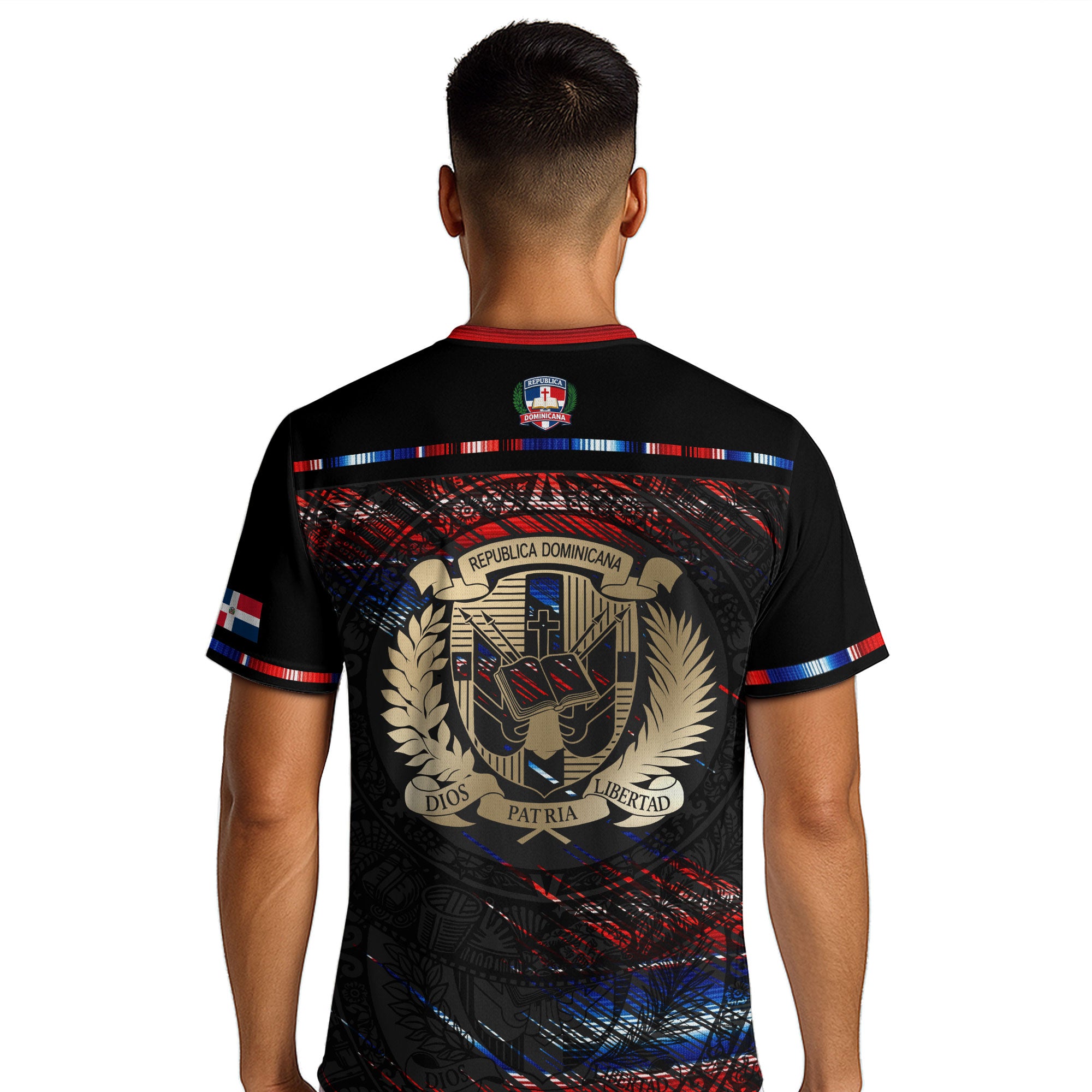 Dominican Heritage Pride Soccer Jersey Black Red Navy, Cultural Unity Collection