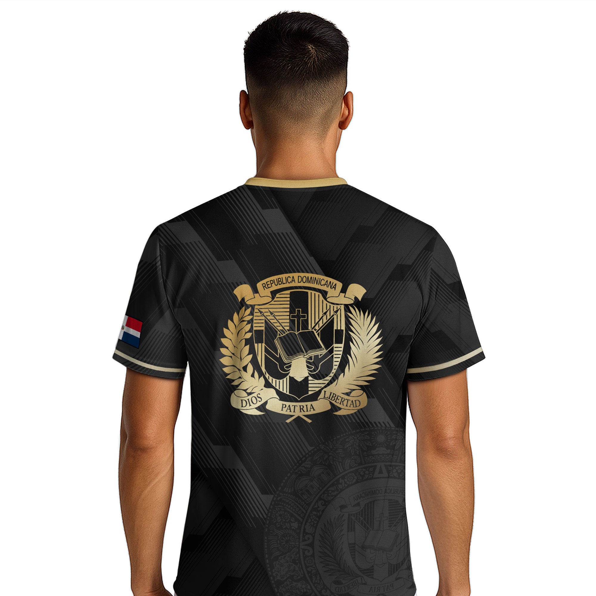Dominican Cultural Heritage Soccer Jersey Black Gold, National Pride Collection