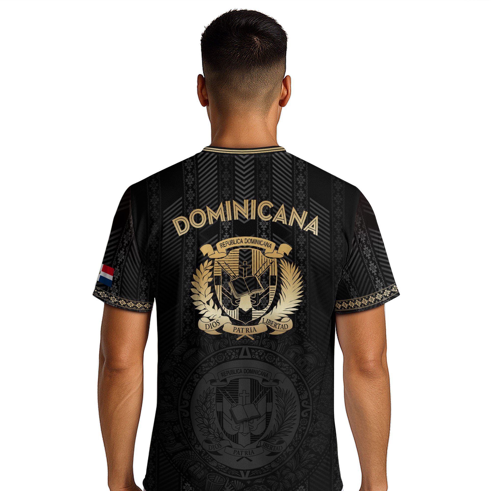 Dominican Heritage Football Jersey Black Gold, Cultural Identity & National Pride Shirt