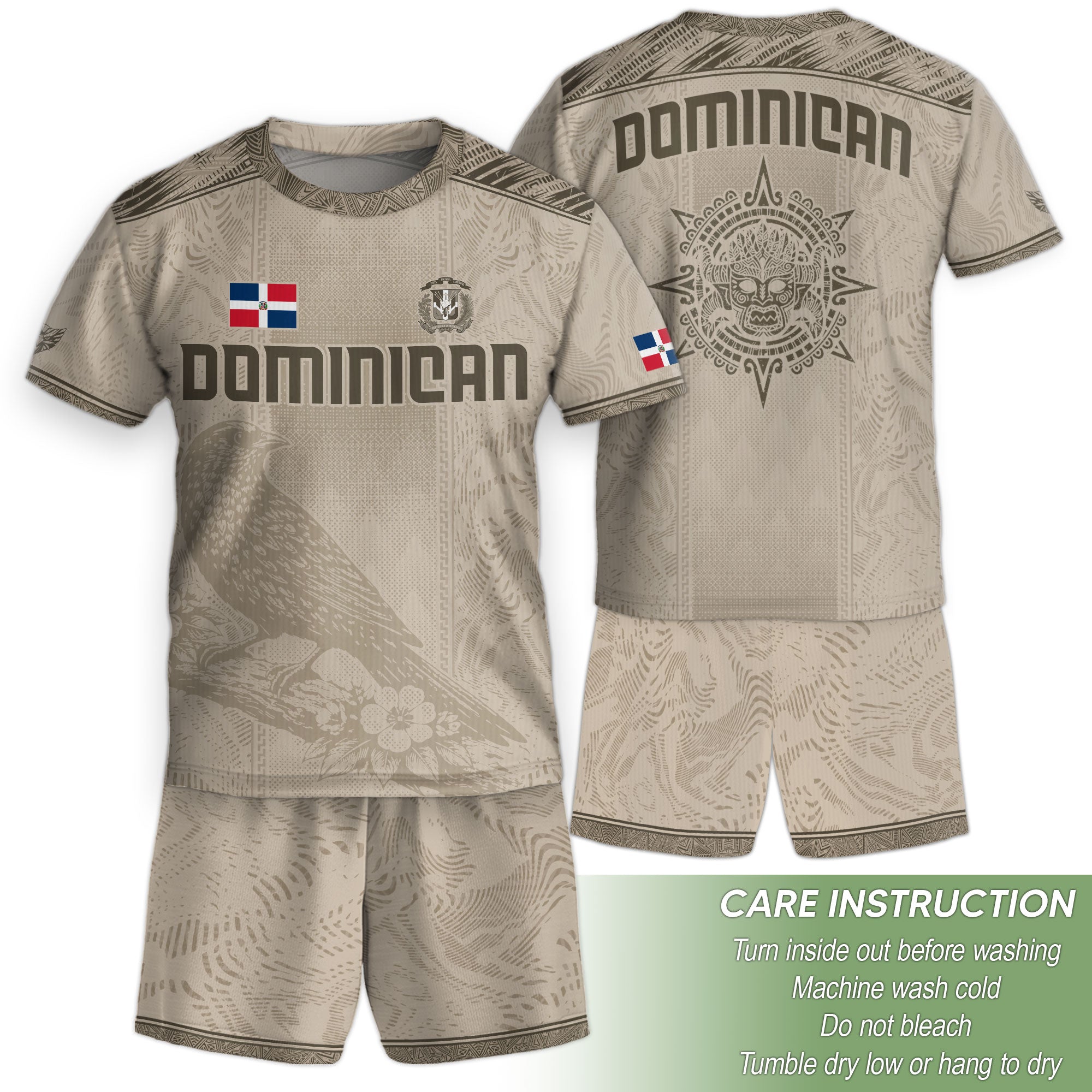 Dominican Cultural Pride Soccer Jersey Beige for Kids Youth, Heritage-Inspired Apparel