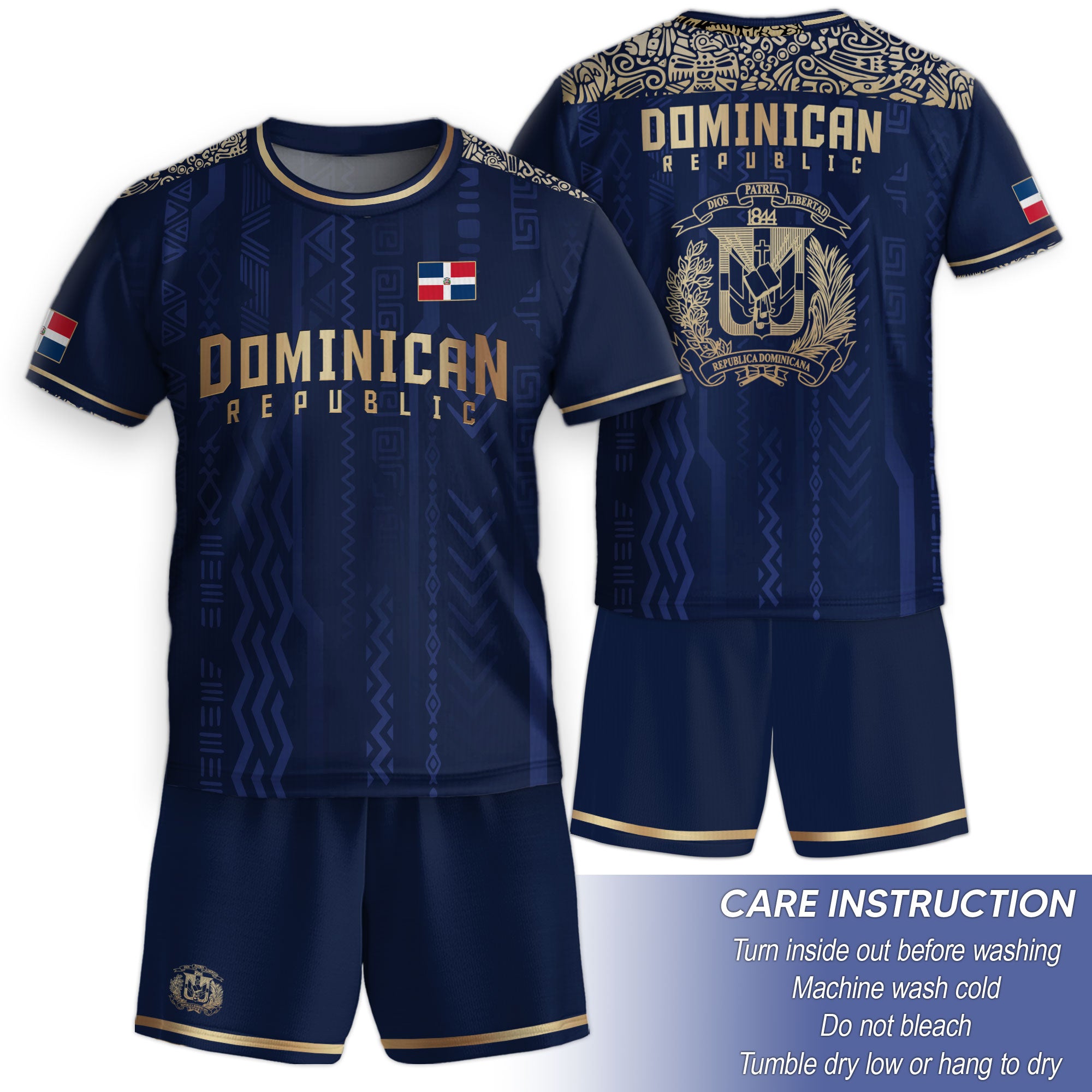 Dominican Republic Kids Youth Heritage Navy Gold Athletic Modern Soccer Jersey