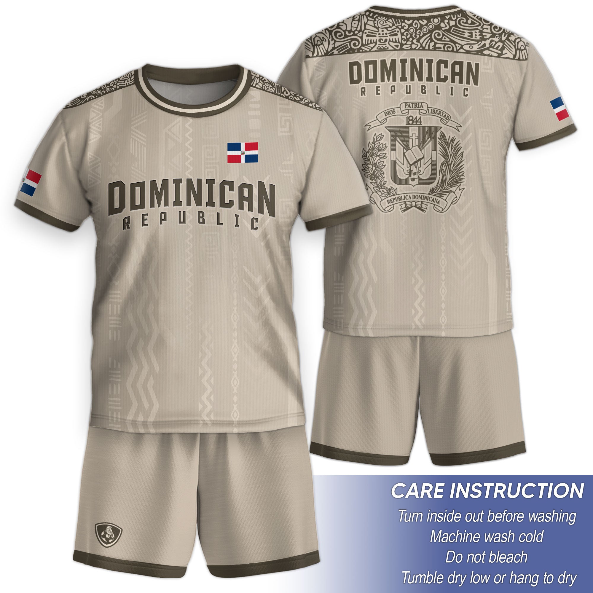 Dominican Republic Kids Youth Heritage Beige Brown Modern National Soccer Jersey
