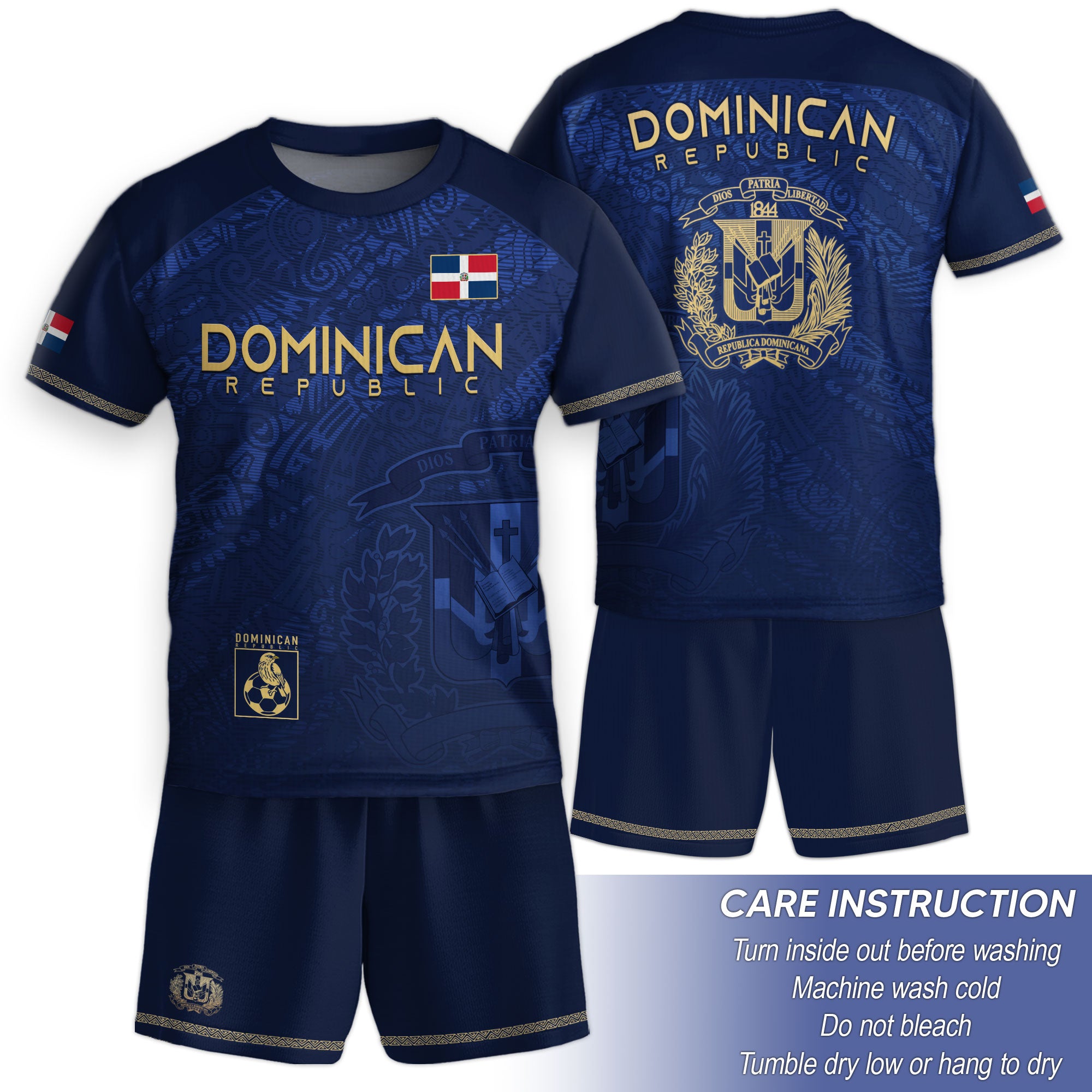 Dominican Republic Kids Youth Heritage Navy Gold National Pride Soccer Jersey