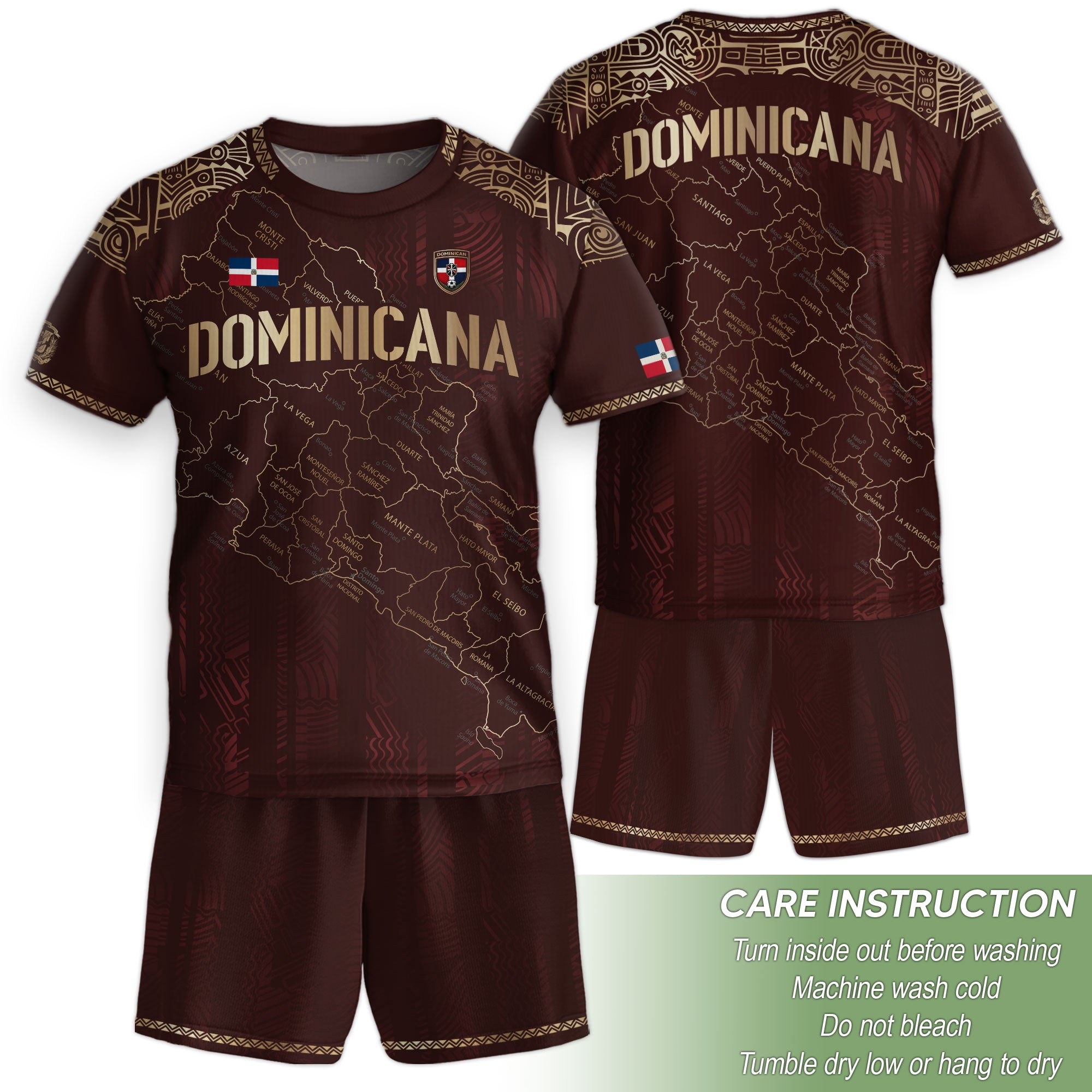 Dominican Republic Kids Youth Heritage Maroon Gold Map National Pride Soccer Jersey