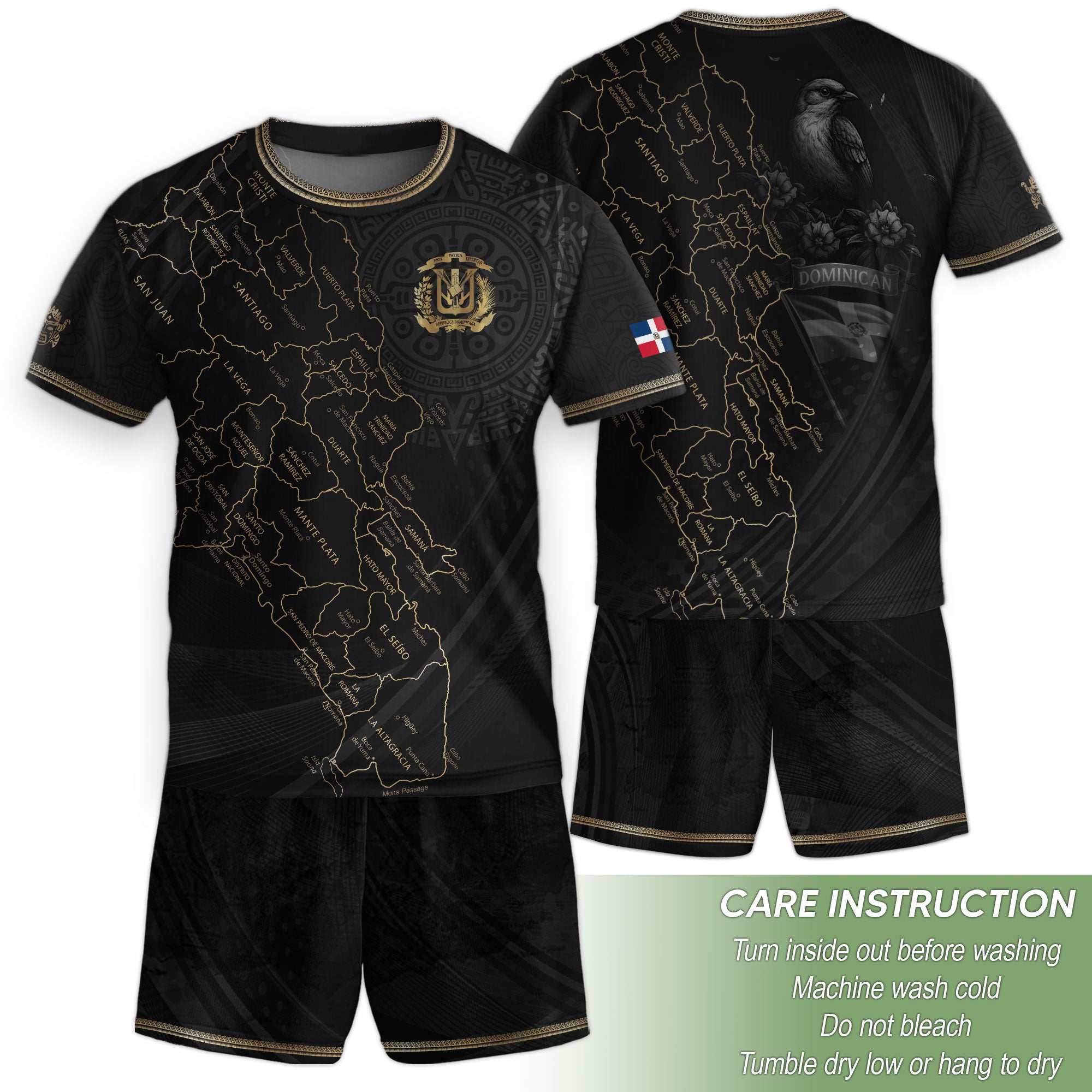 Dominican Republic Kids Youth Heritage Black Gold Map National Pride Soccer Jersey