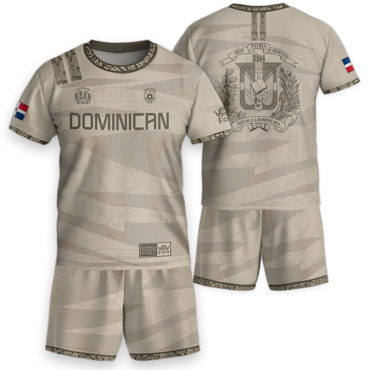 Dominican Heritage Kids Soccer Jersey Beige National Pride Collection