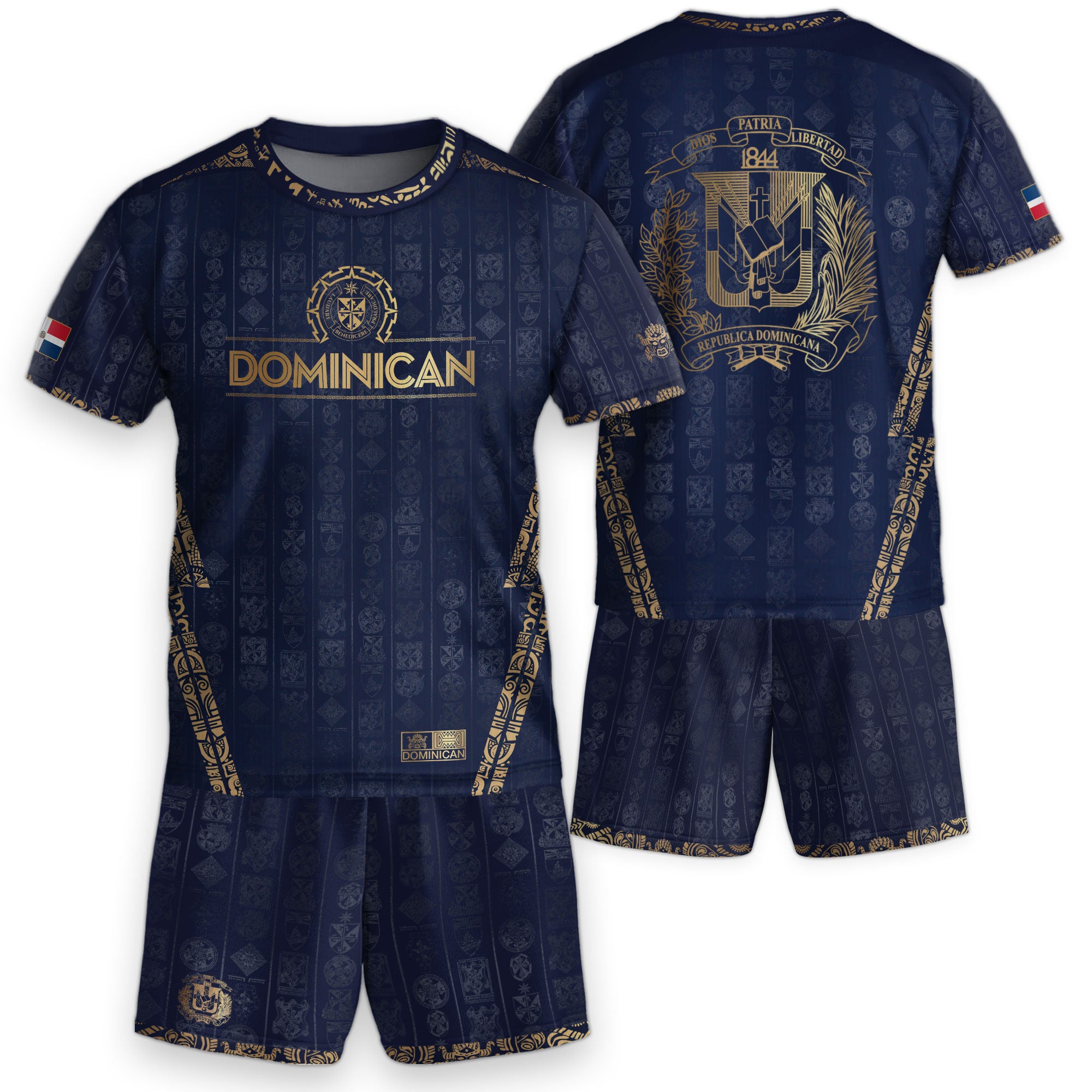 Dominican Republic Kids Youth Orgullo Dominicano Navy Gold Patchwork Soccer Jersey