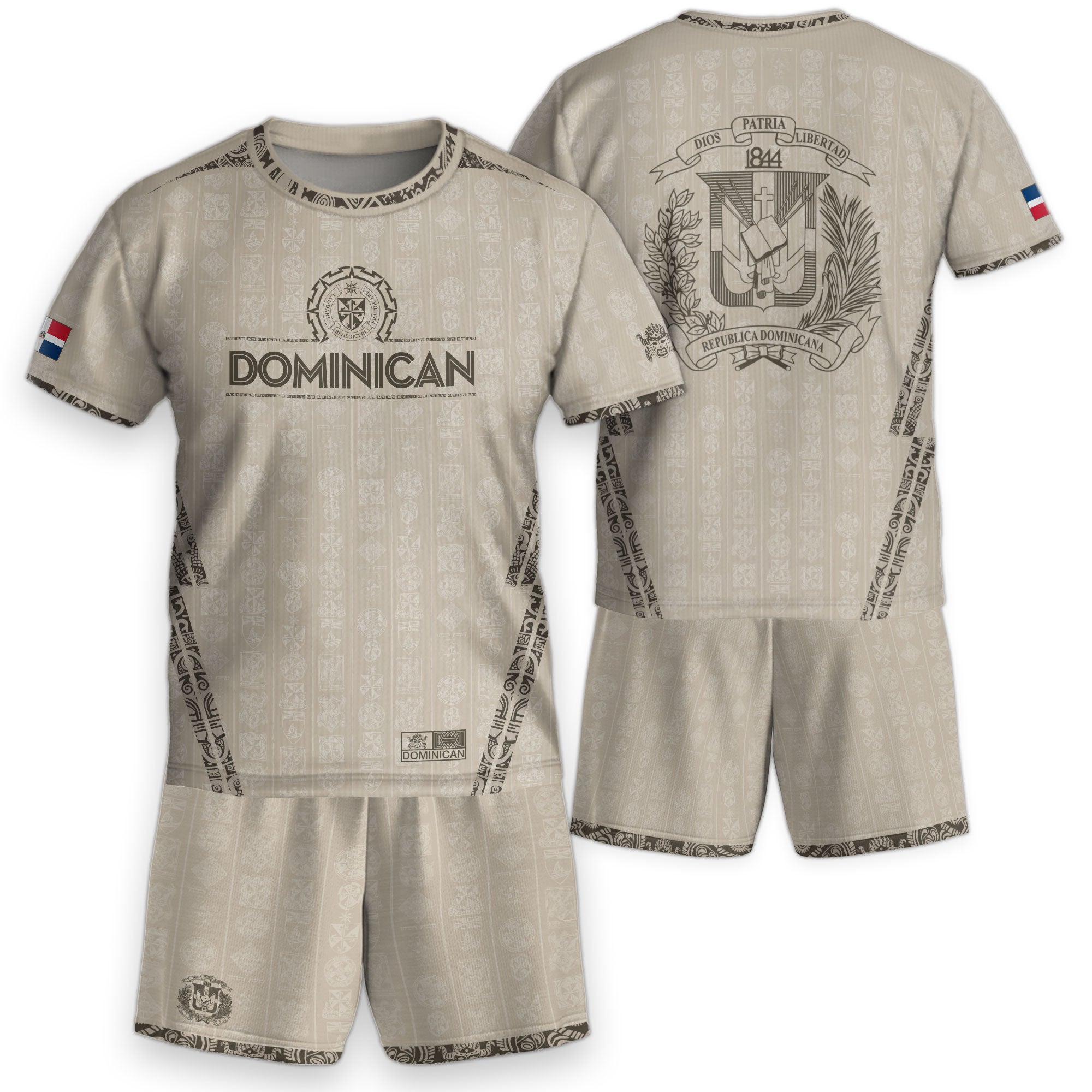 Dominican Republic Kids Youth Orgullo Dominicano Beige Tan Patchwork Soccer Jersey