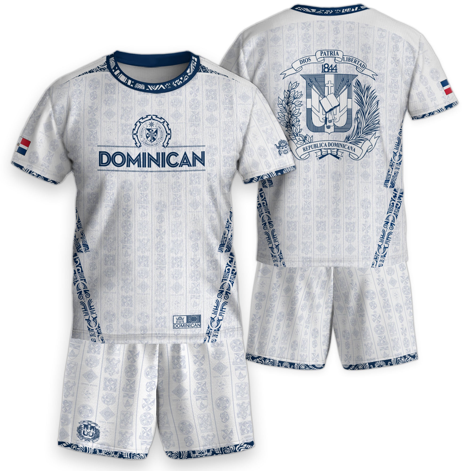 Dominican Republic Kids Youth Orgullo Dominicano White Patchwork Soccer Jersey