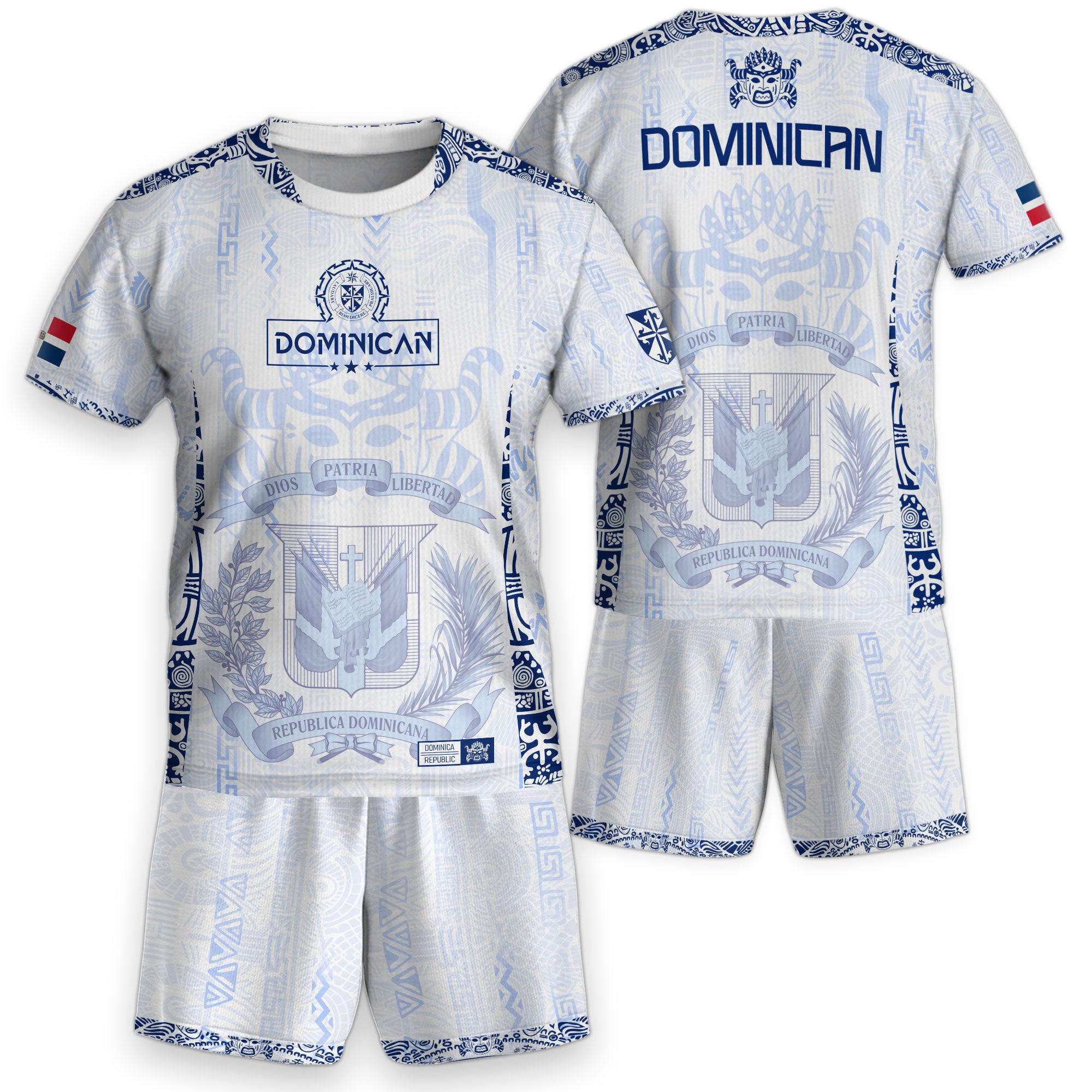 Dominican Republic Kids Youth Orgullo Dominicano White Vintage Mask Soccer Jersey