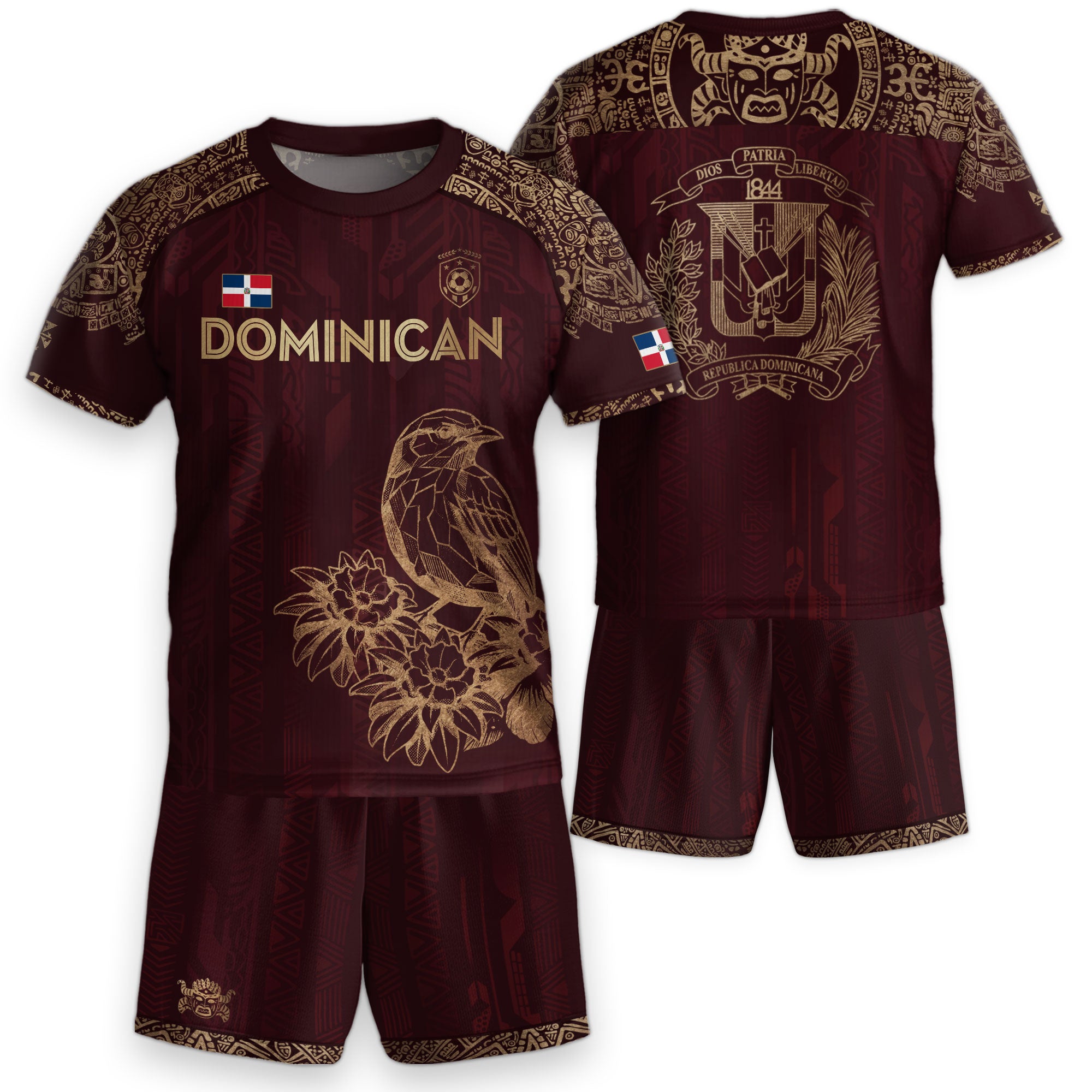 Dominican Republic Kids Youth Orgullo Dominicano Maroon Gold Cigua Palmera Soccer Jersey