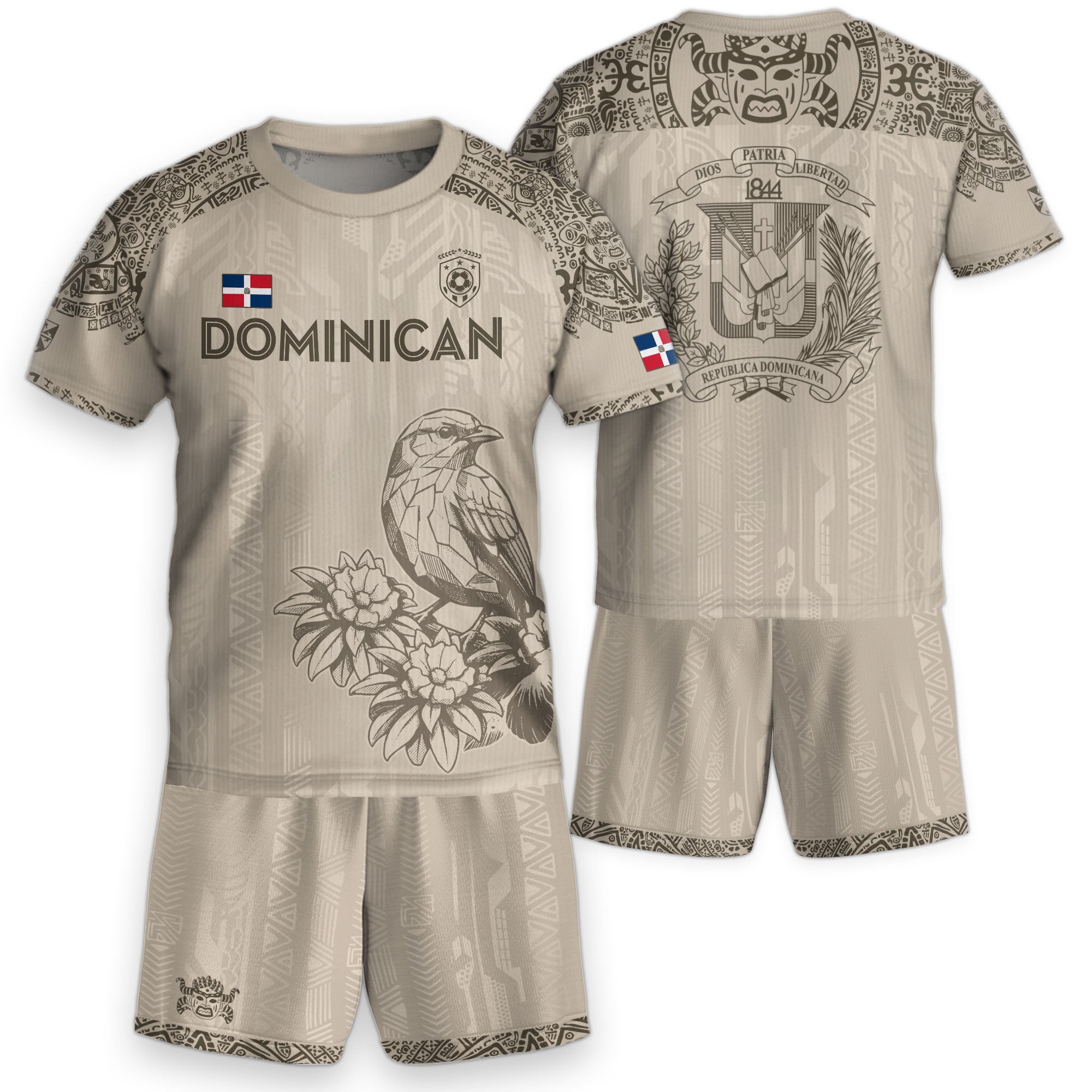 Dominican Republic Kids Youth Orgullo Dominicano Beige Tan Cigua Palmera Soccer Jersey