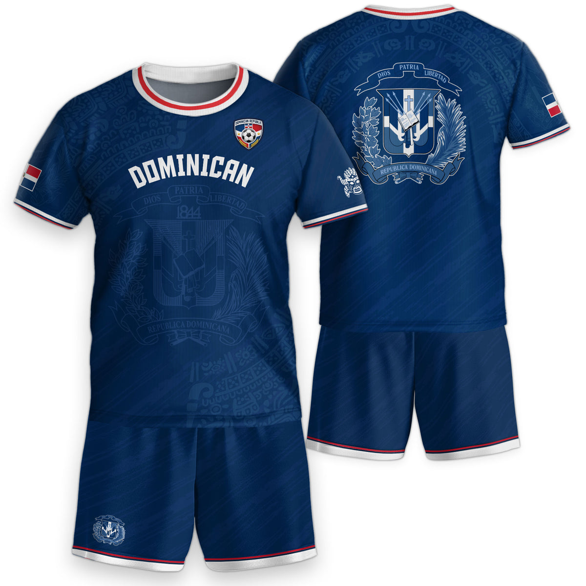 Dominican Cultural Heritage Kids Soccer Jersey Navy, National Pride Collection