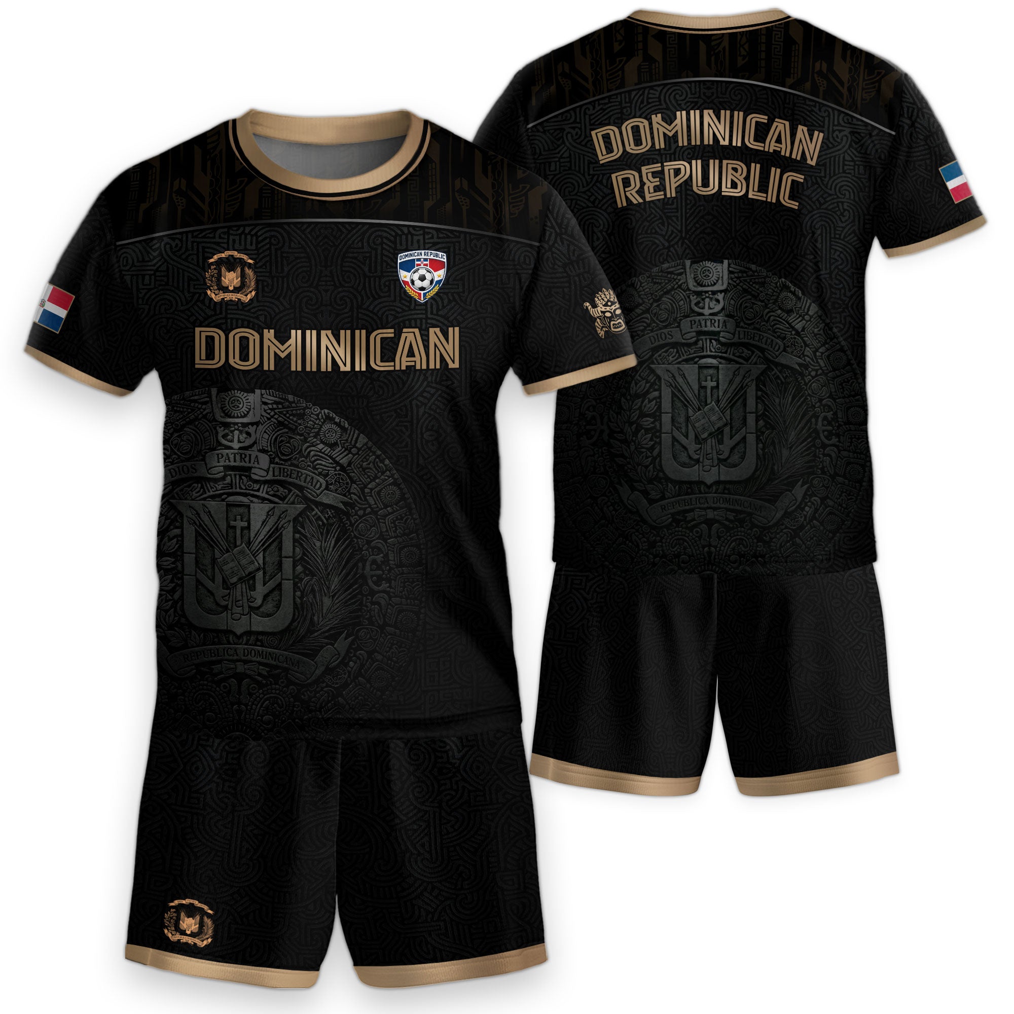 Dominican Heritage Youth Soccer Jersey Black Gold Pride Edition
