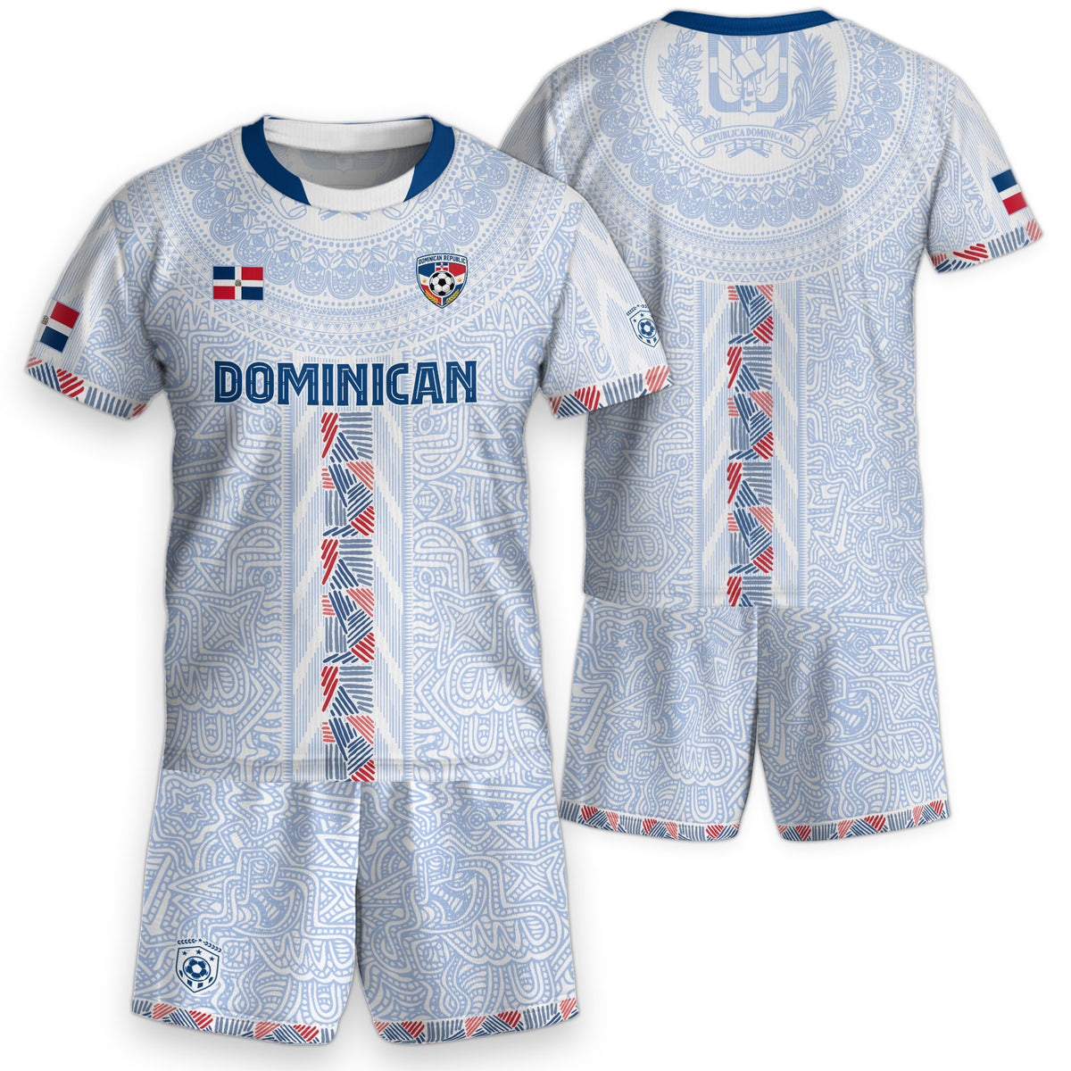 Dominican Cultural Kids Soccer Jersey White National Pride Style