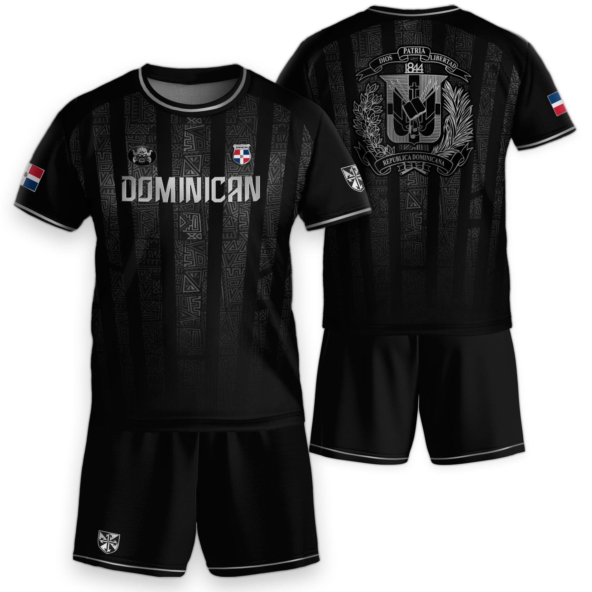 Dominican Heritage Youth Soccer Jersey Black Silver Pride Collection