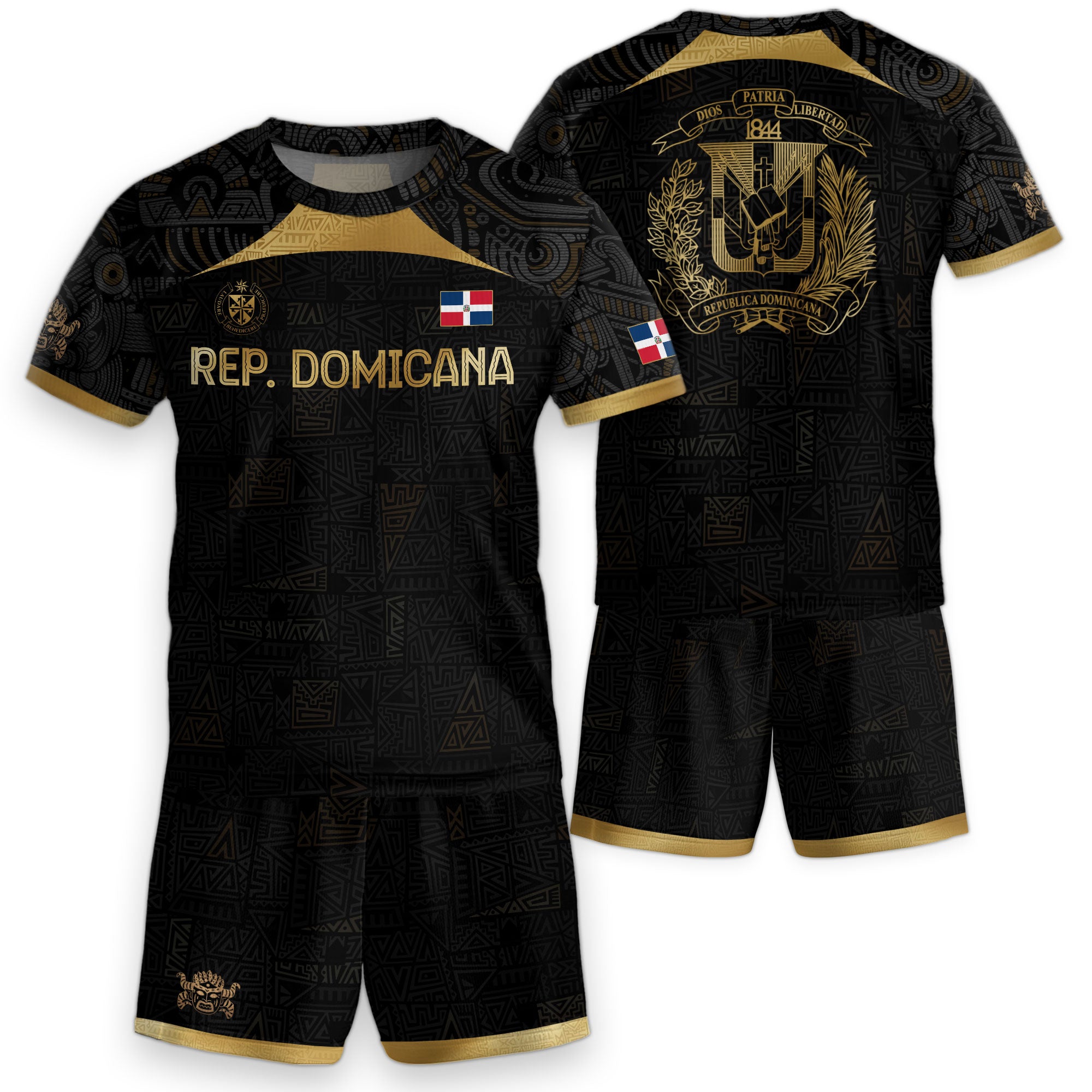 Dominican Republic Kids Soccer Jersey Black Gold Cultural Pride Edition
