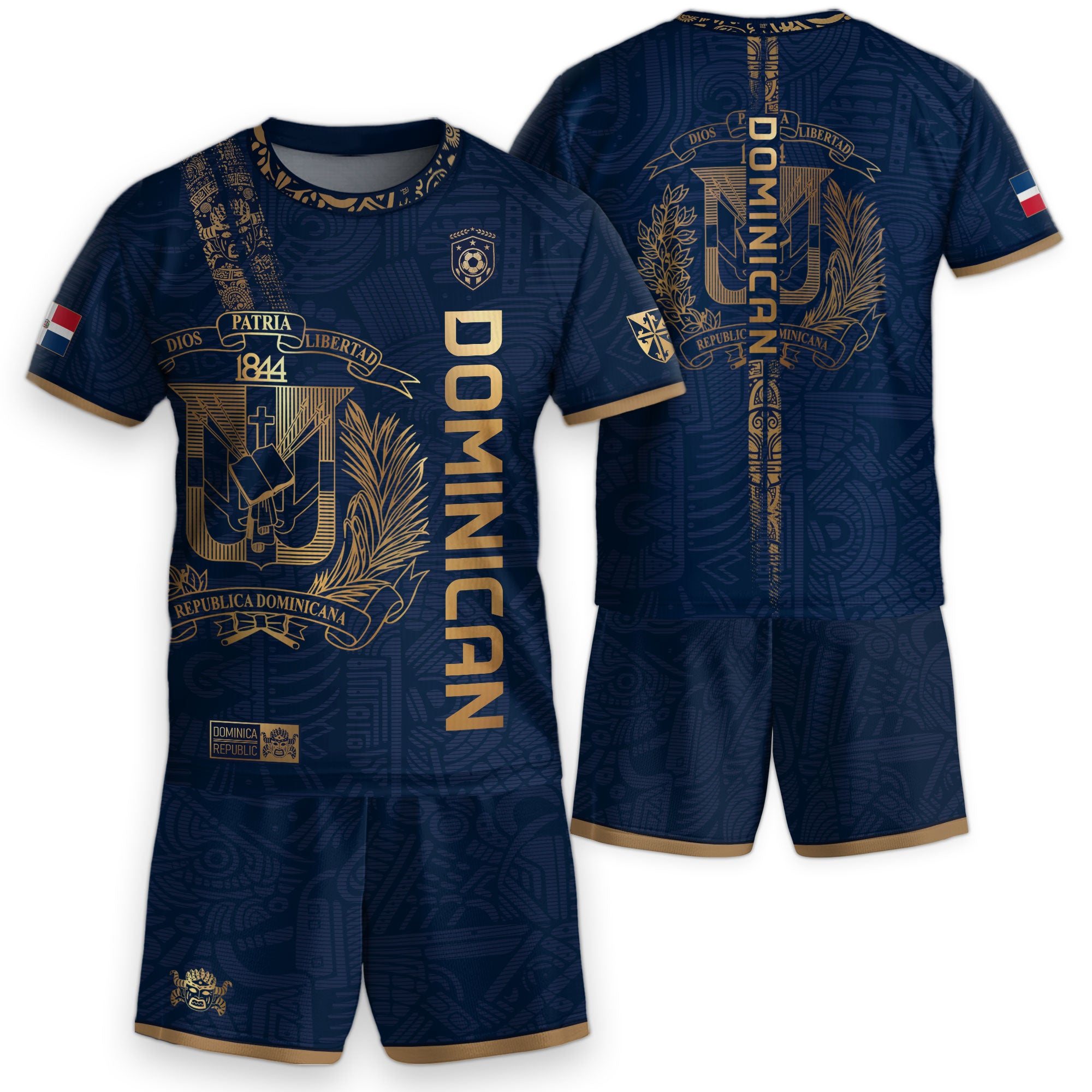 Dominican Republic Kids Soccer Jersey Navy Gold Cultural Pride
