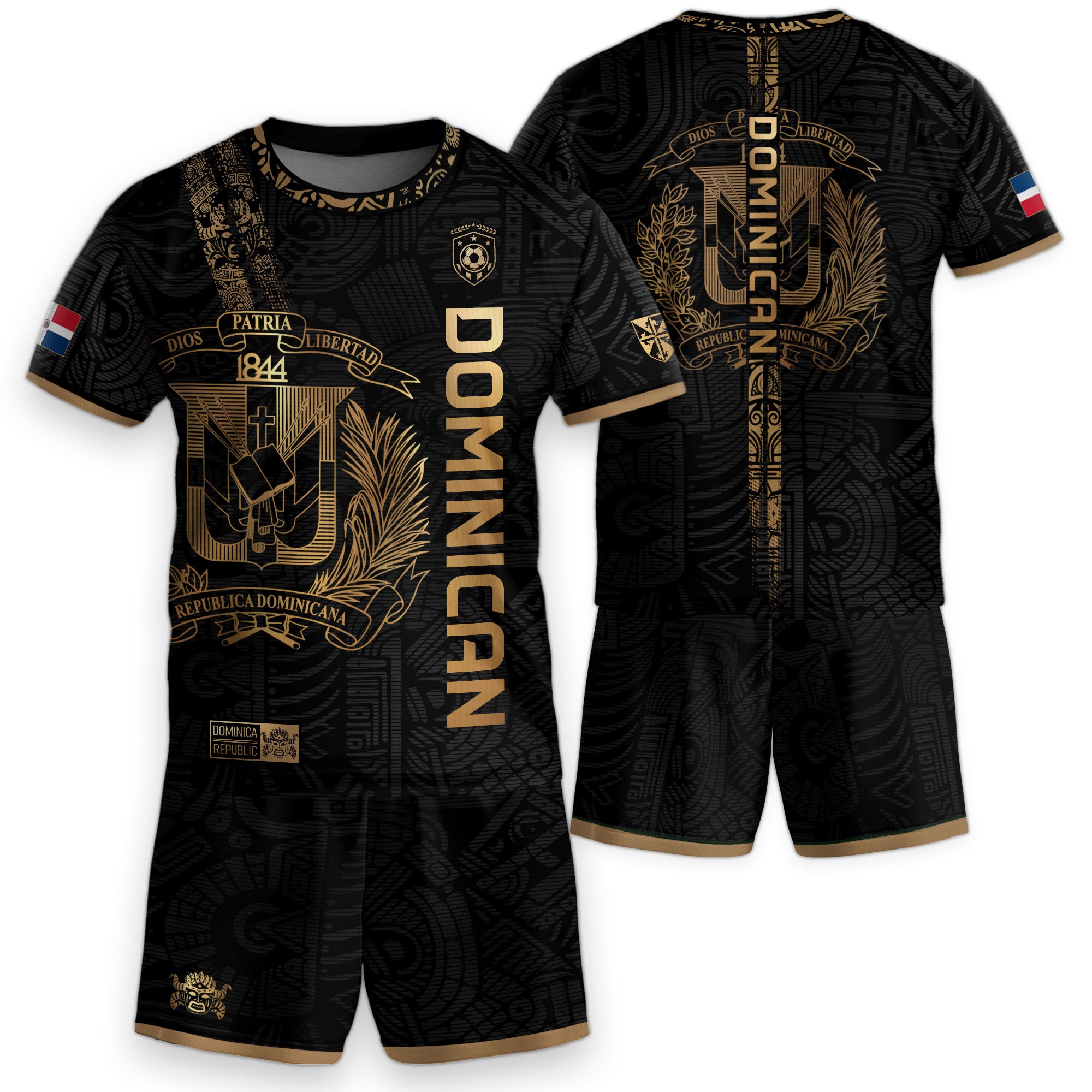 Dominican Pride Kids Soccer Jersey Black Cultural Edition
