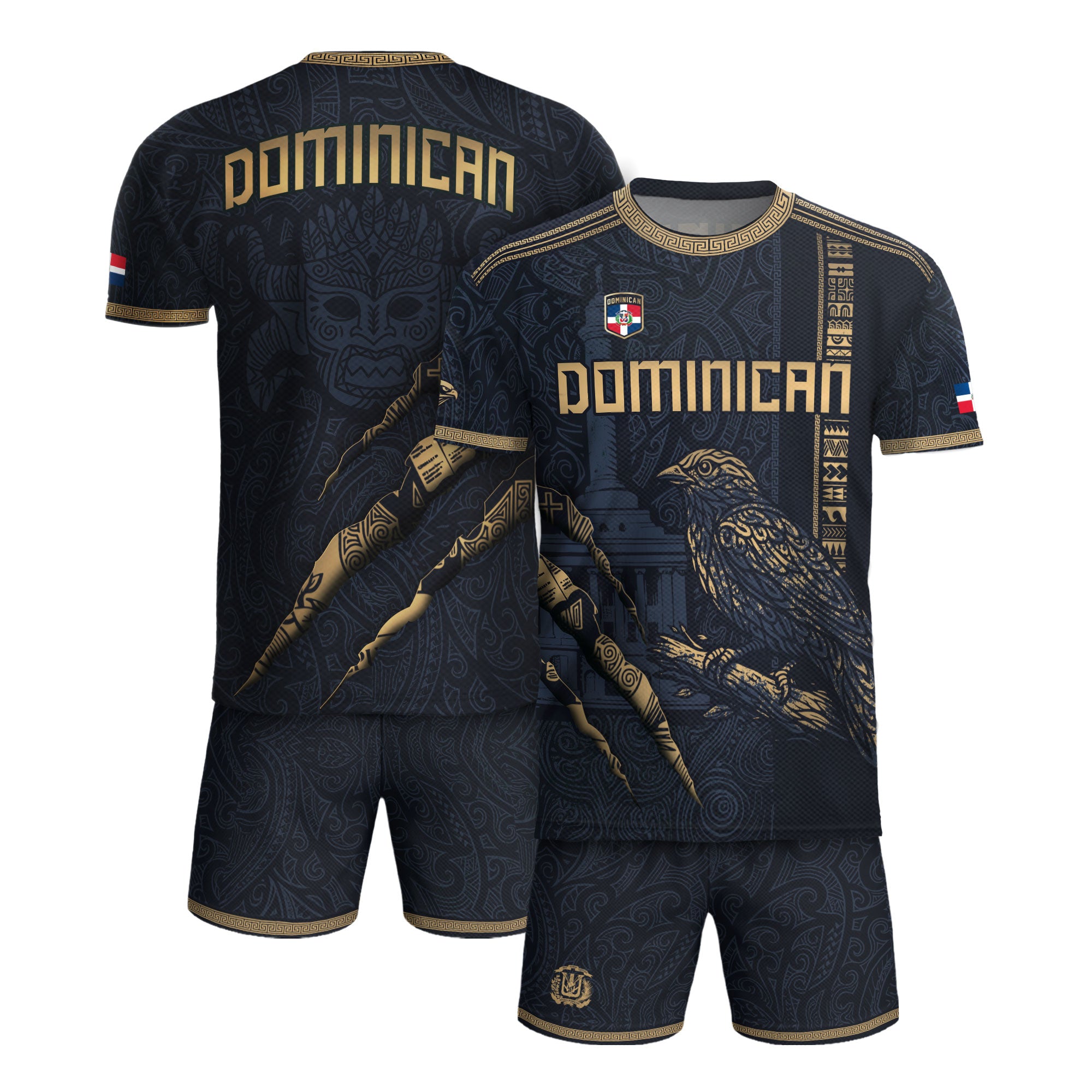 Dominican Republic Heritage Navy Gold Vintage Athletic Palmchat Bird Soccer Jersey