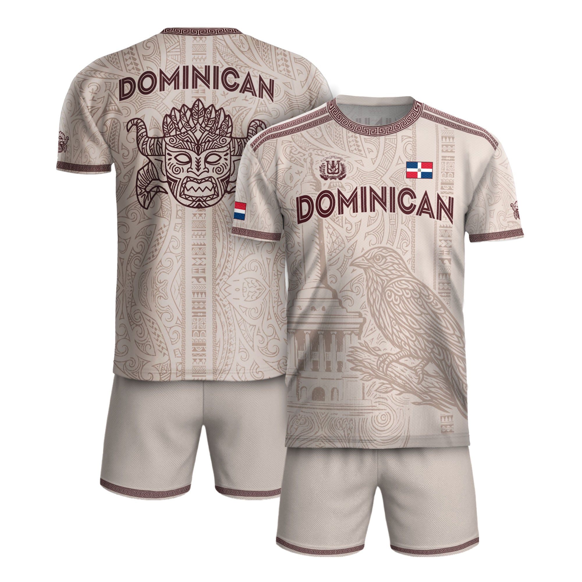 Dominican Republic Heritage Beige Burgundy Vintage Athletic Palmchat Soccer Jersey