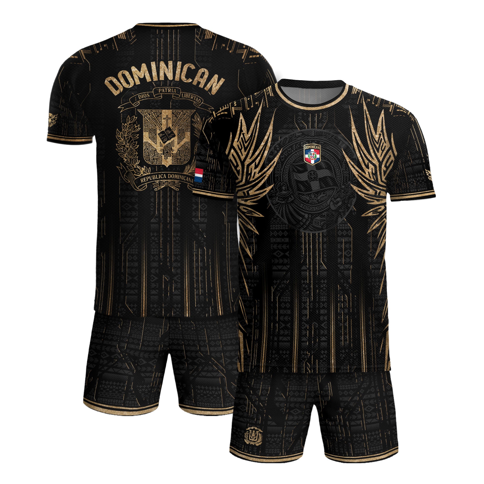 Dominican Republic Heritage Black Gold Vintage Athletic Winged Soccer Jersey