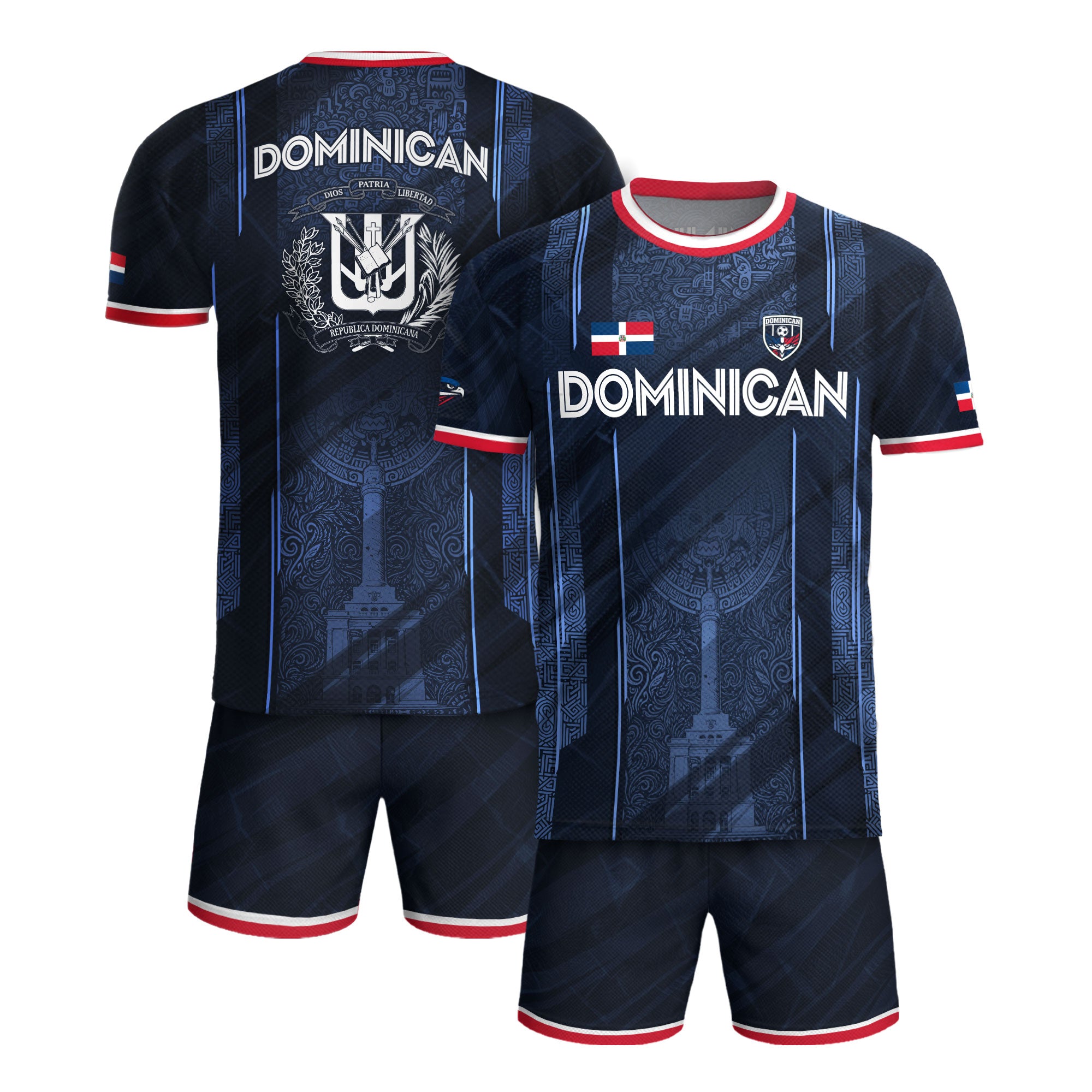 Dominican Republic Heritage Navy Blue Red National Pride Athletic Soccer Jersey