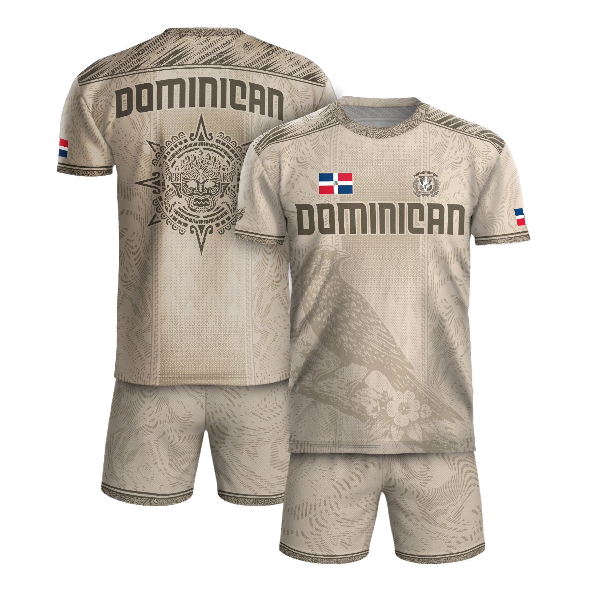 Dominican Republic Heritage Beige Olive Vintage Athletic Taino Art Soccer Jersey