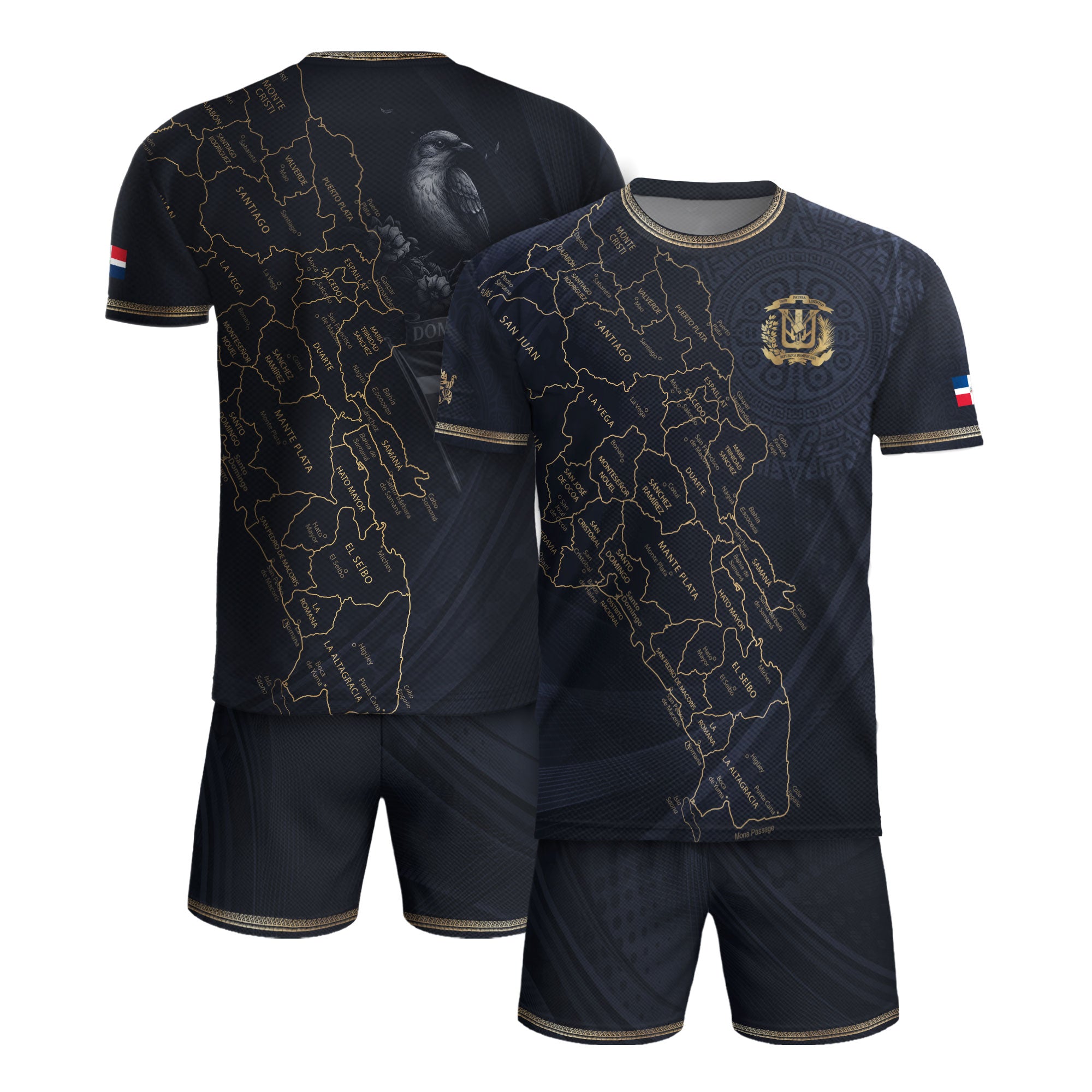 Dominican Heritage Soccer Jersey Black Gold, Cultural Pride & Identity Collection