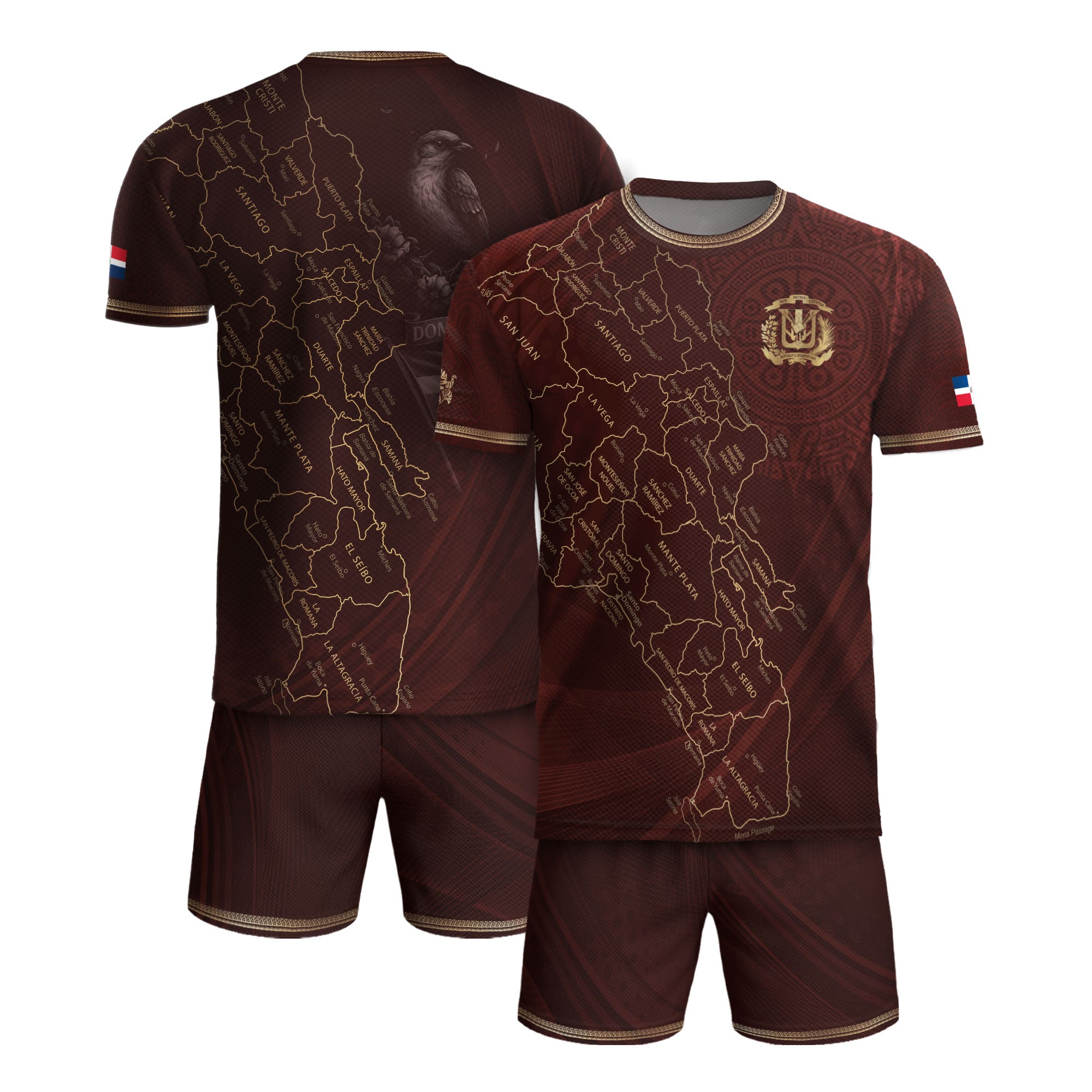 Dominican National Heritage Soccer Jersey Maroon Gold, Pride-Inspired Football Apparel