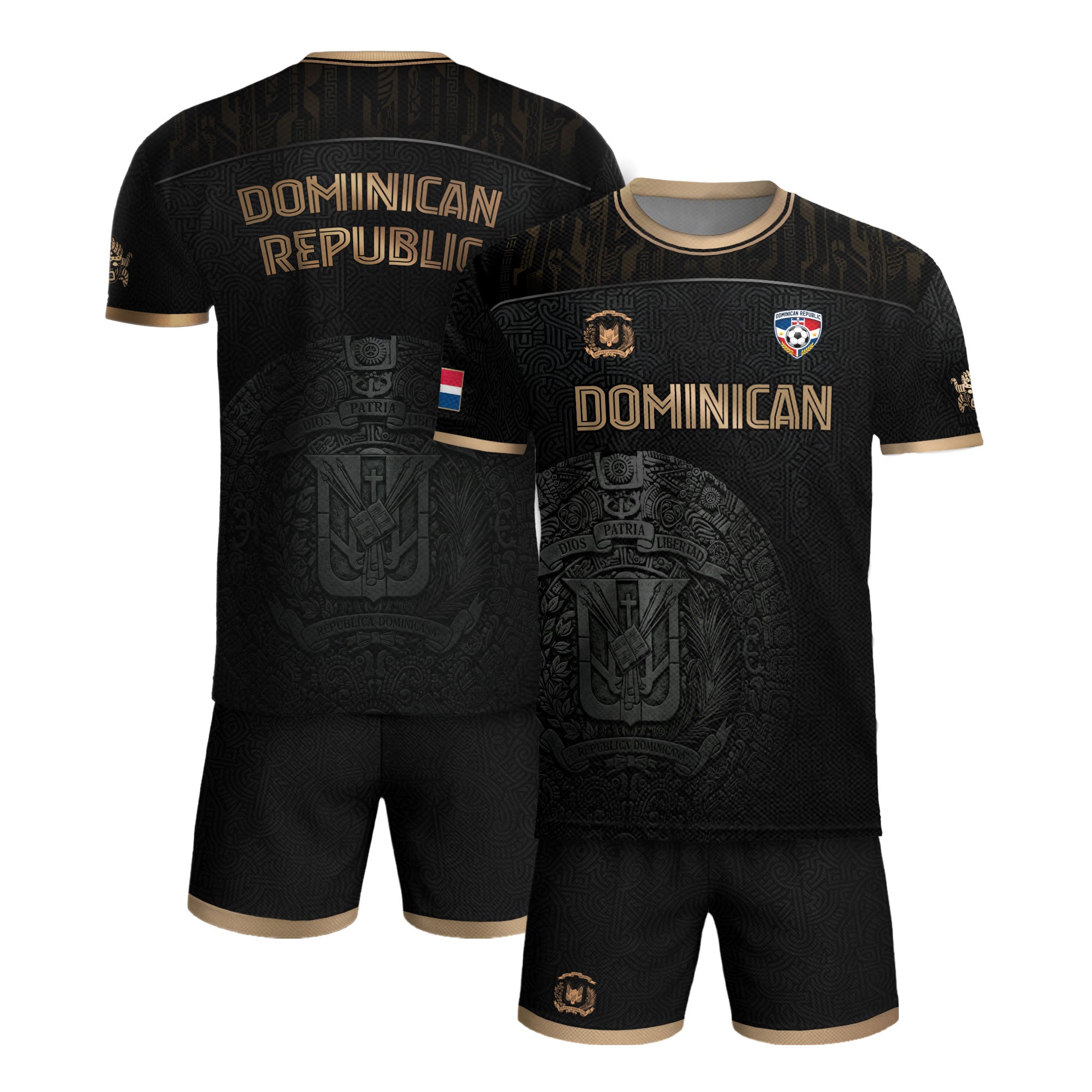 Dominican Republic Heritage Black Gold Athletic National Team Soccer Jersey