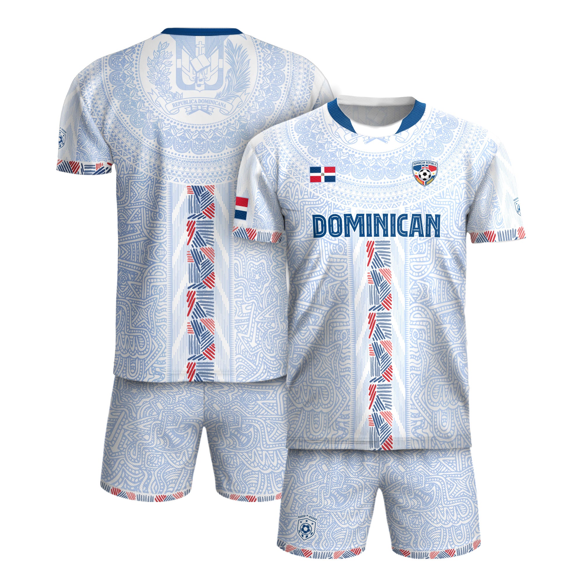 Dominican Republic Heritage White Athletic Woven Pattern Soccer Jersey