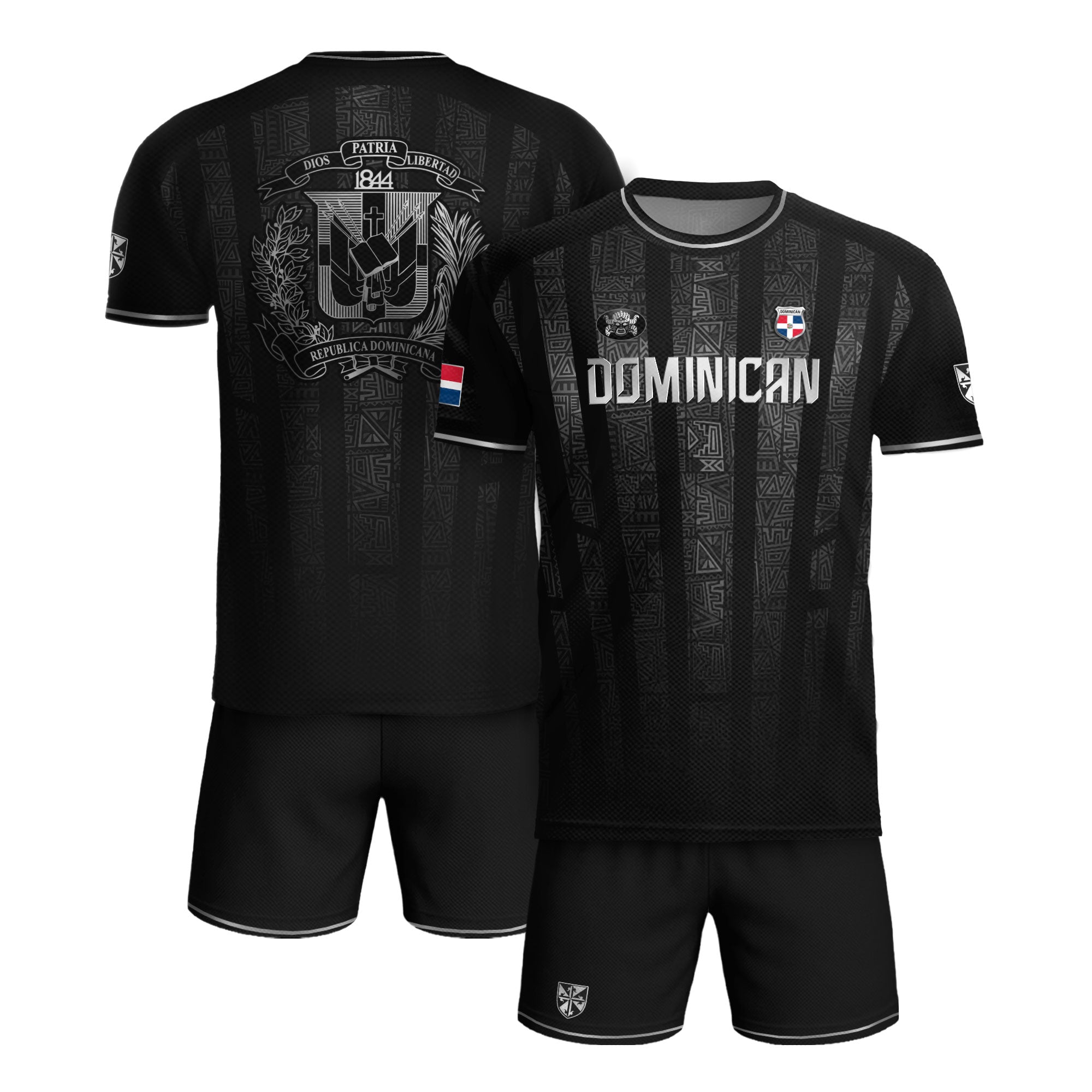 Dominican Republic Heritage Black Silver Athletic Independence Soccer Jersey