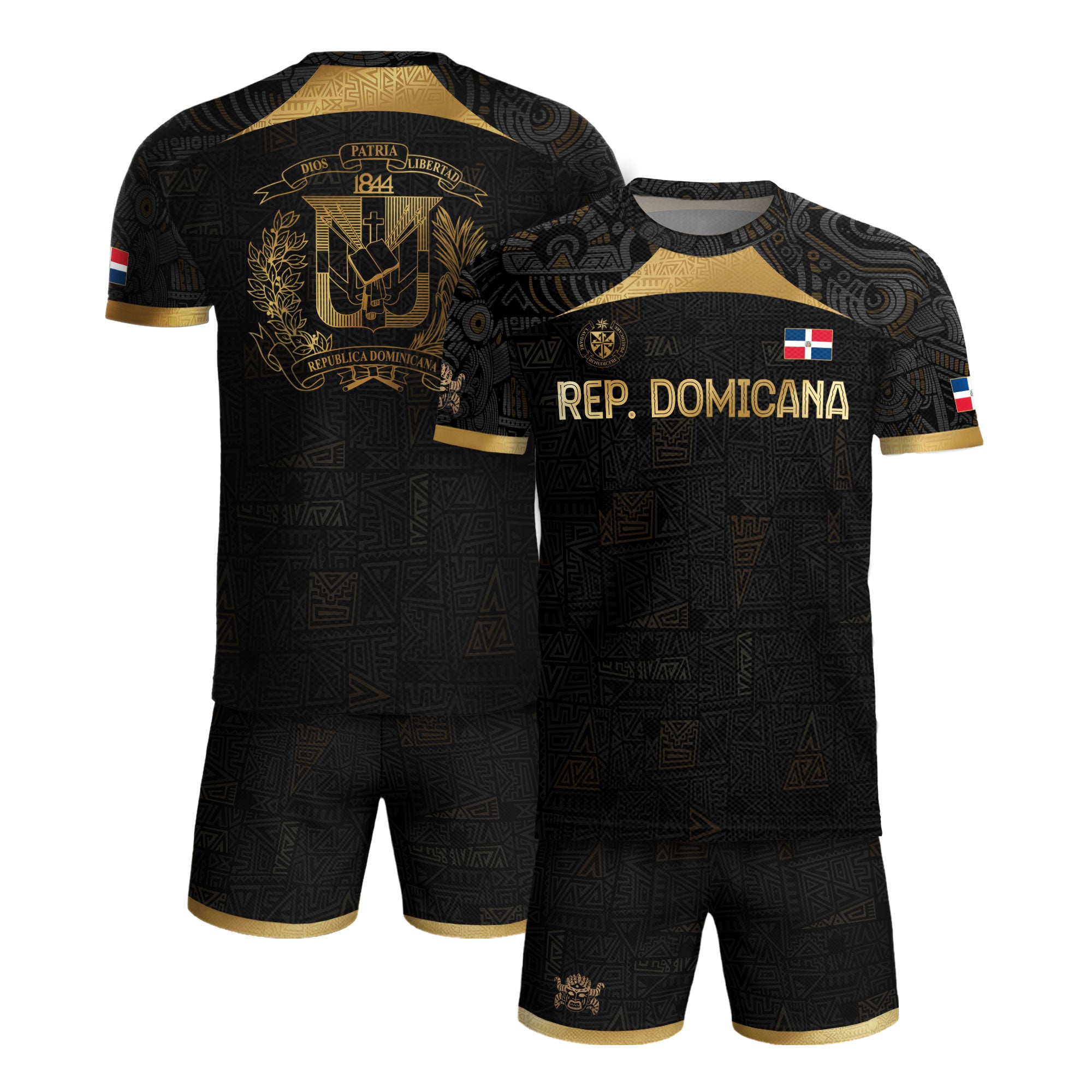 Dominican Republic Black Gold Vintage National Emblem Heritage Soccer Jersey