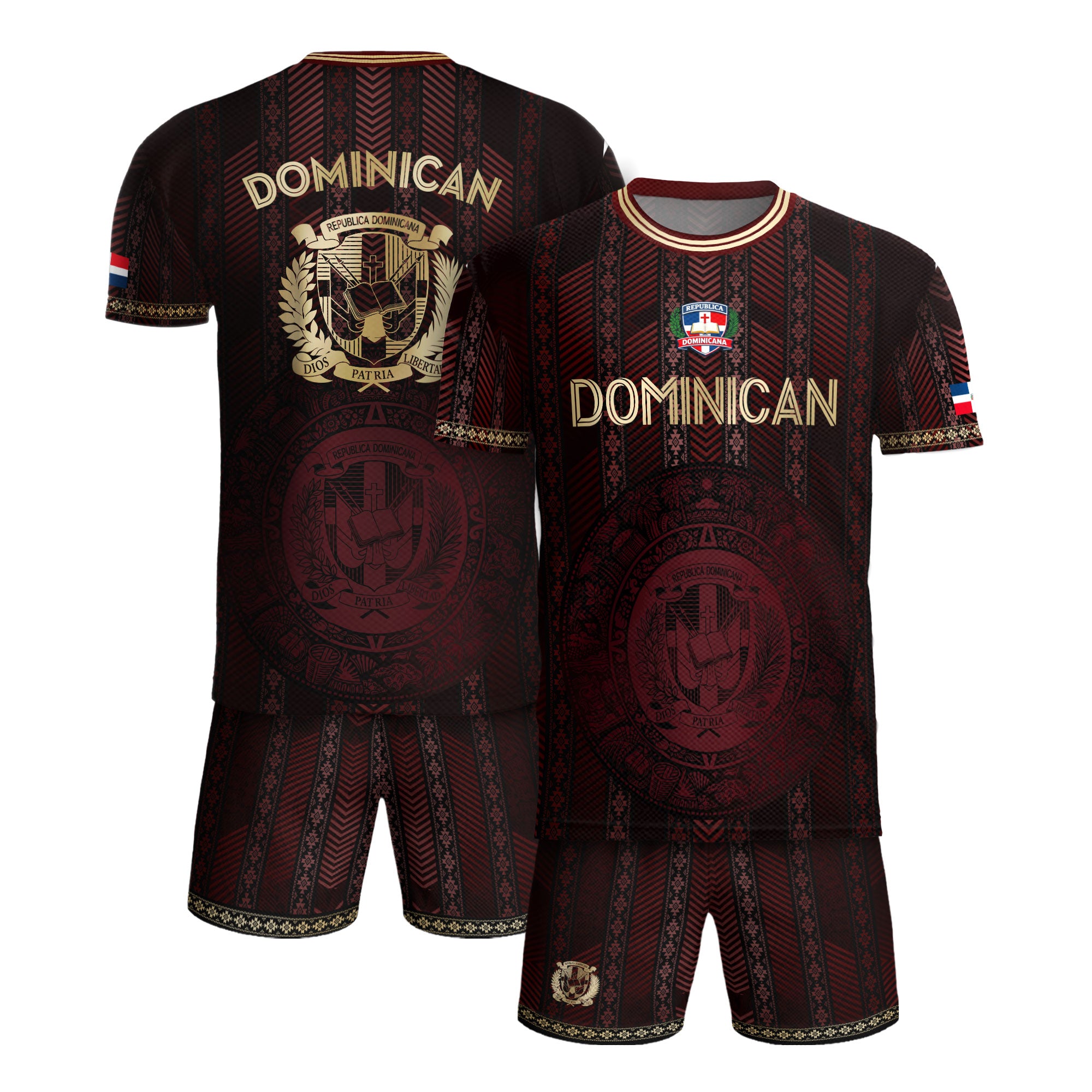 Dominican Republic Soccer Jersey Maroon Gold, Cultural Heritage National Pride Apparel