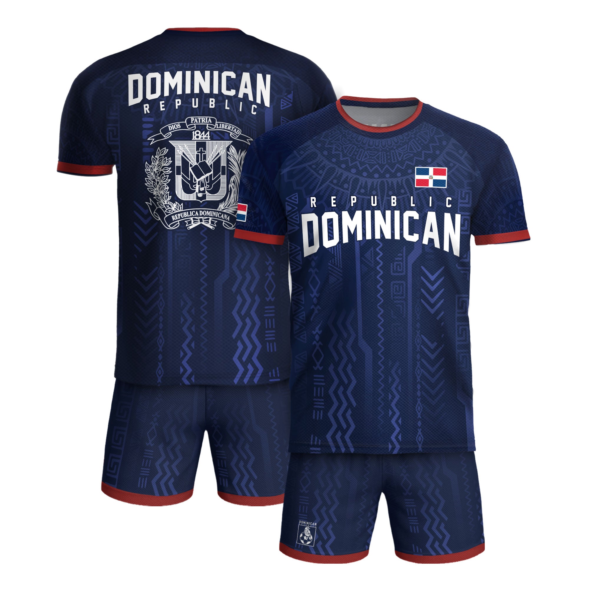 Dominican Republic Coat of Arms Tribal Navy National Pride Soccer Jersey