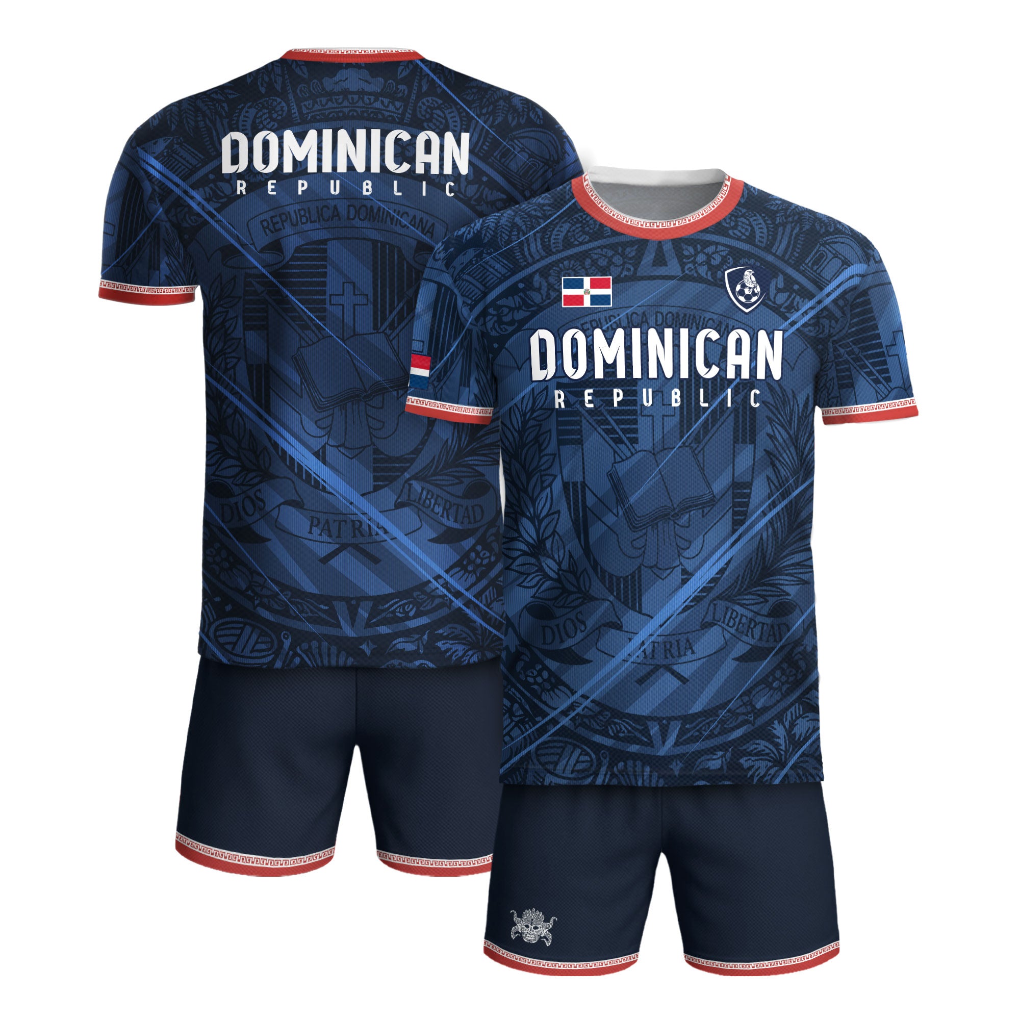 Dominican Republic Navy Red National Symbol Pattern Graphic Pride Soccer Jersey