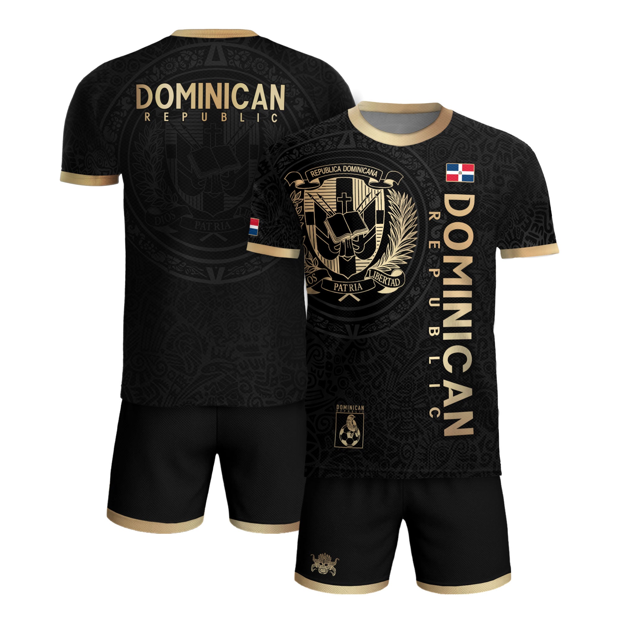 Dominican Republic Coat of Arms Black Gold Heritage National Pride Soccer Jersey