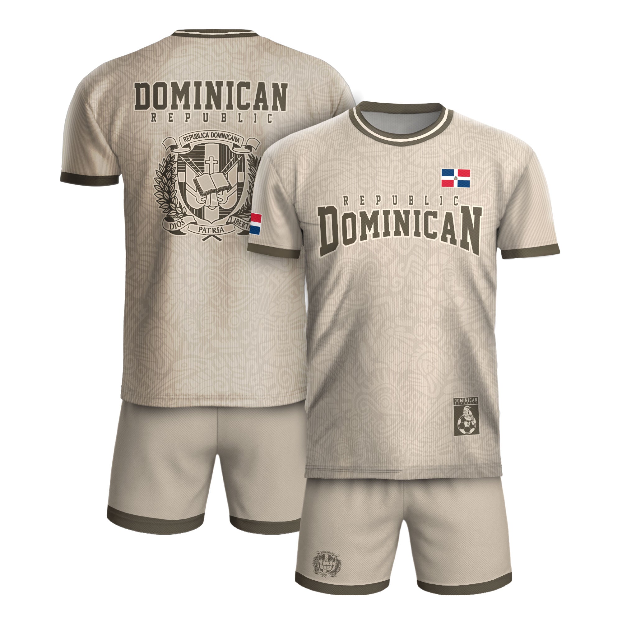 Dominican Republic Coat of Arms Beige Olive Heritage Athletic Sport Soccer Jersey