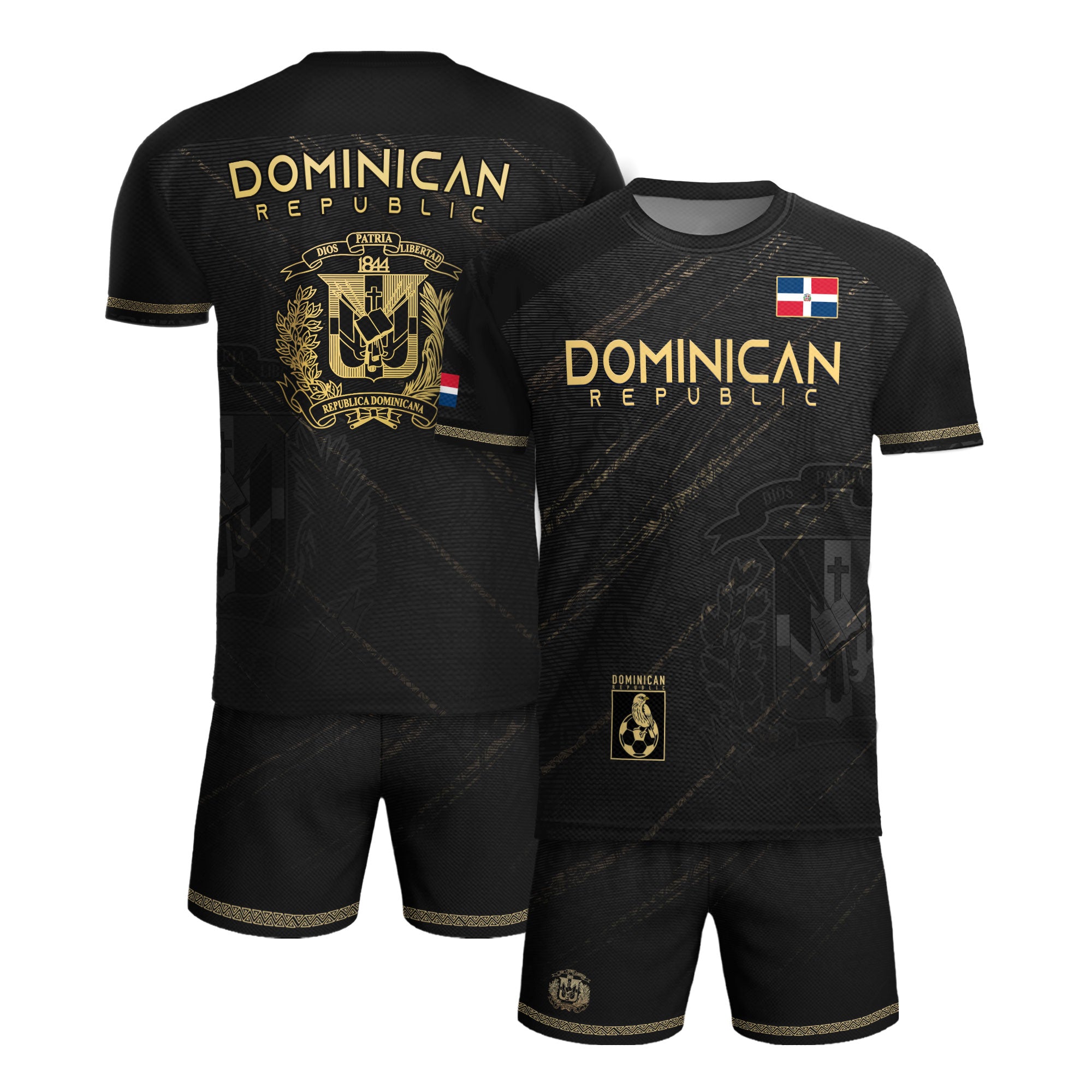 Dominican Republic Soccer Jersey Black Gold, Tradition and Pride Collection