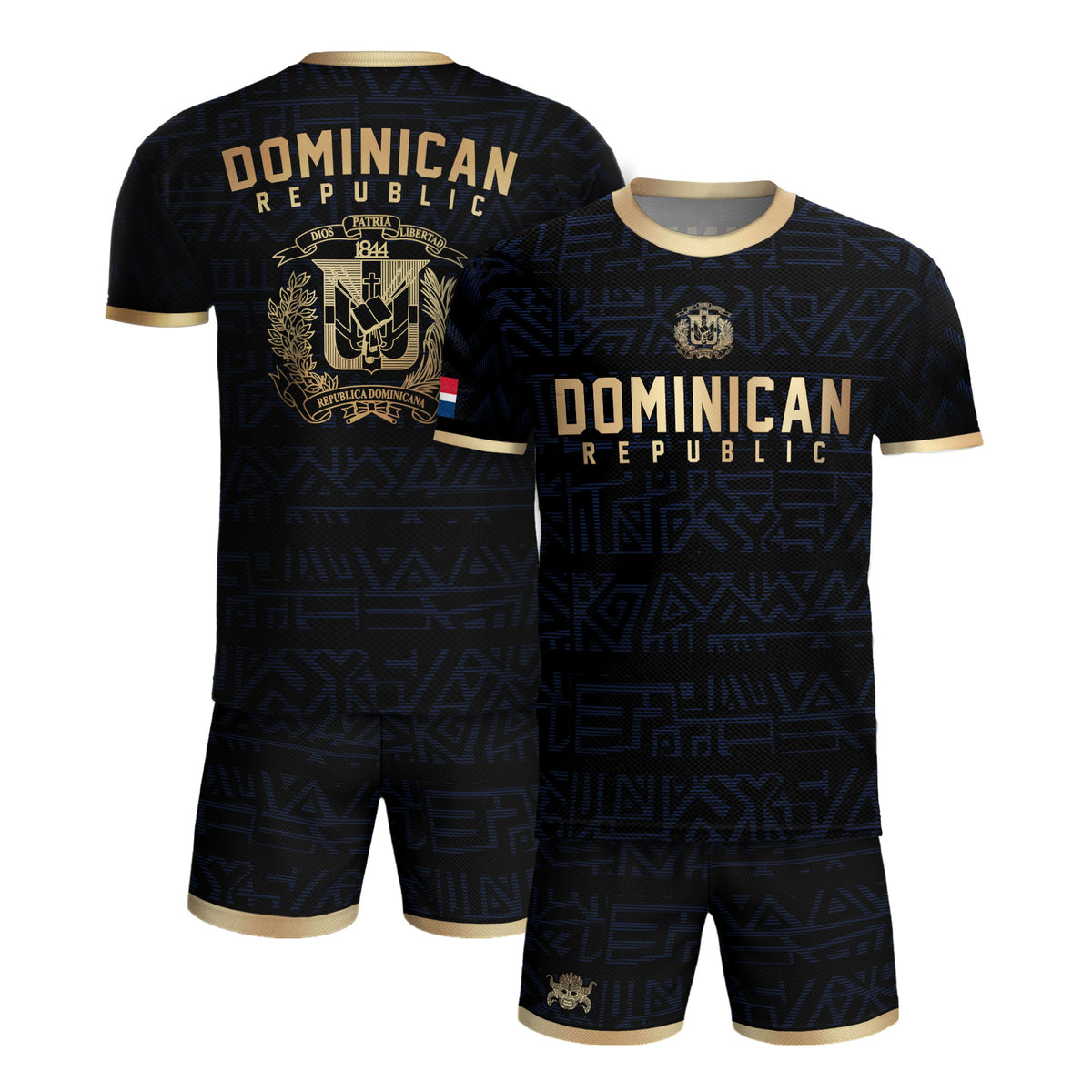 Dominican Republic Coat of Arms Heritage Black Gold National Pride Soccer Jersey