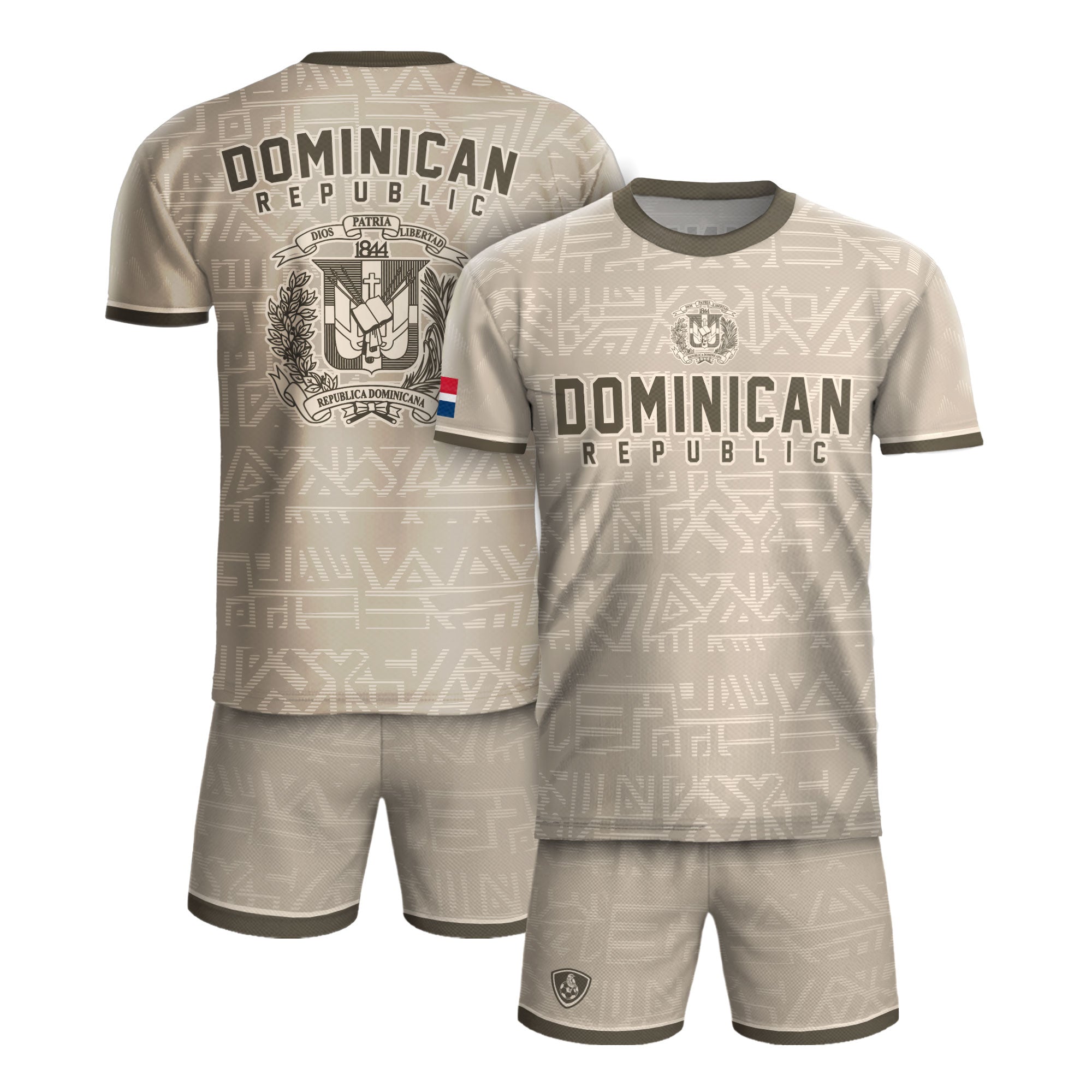 Dominican Republic Beige Brown National Symbol Pattern Graphic Pride Soccer Jersey